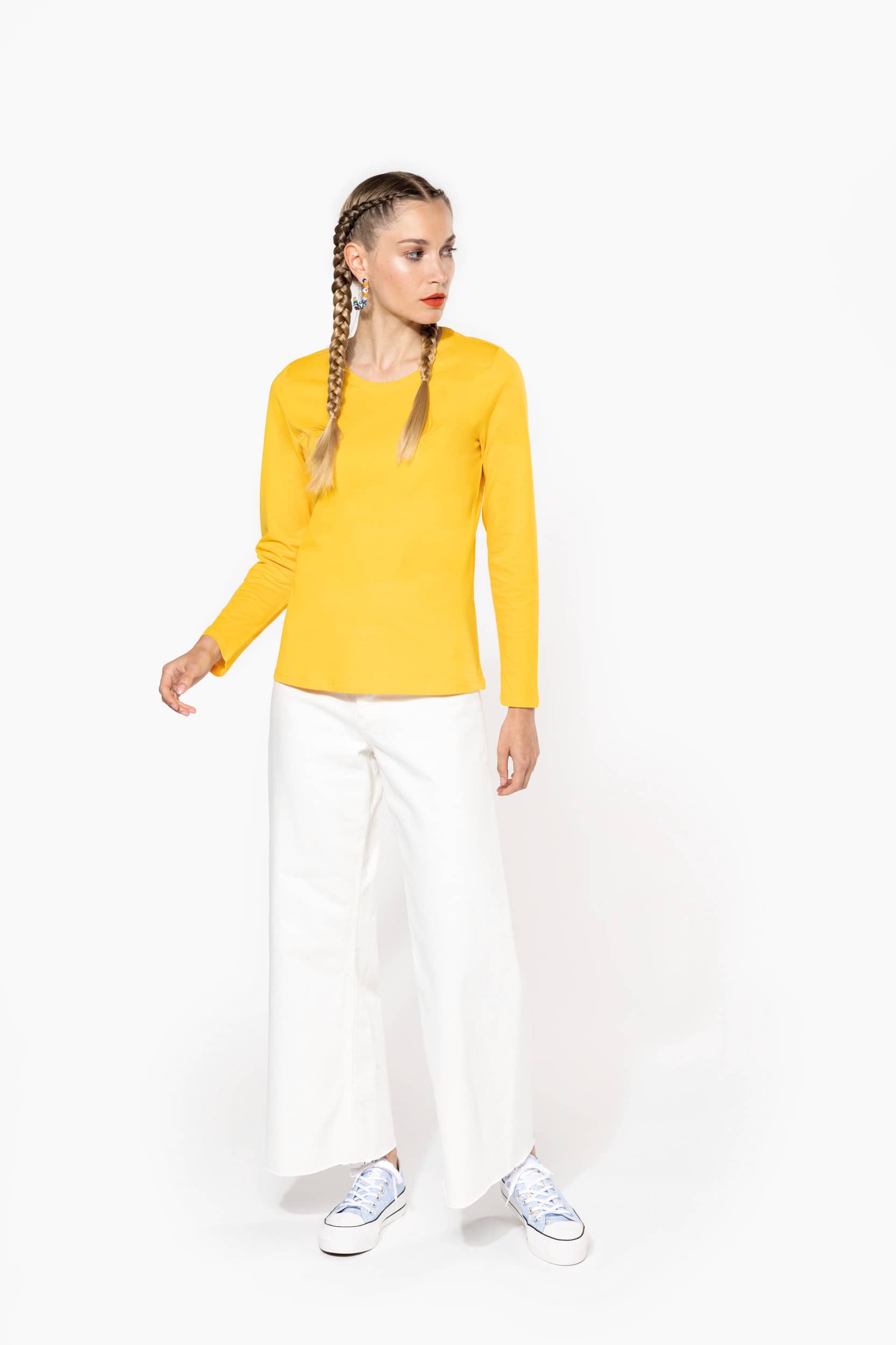 Ladies` Long-sleeved Crew Neck T-shirt