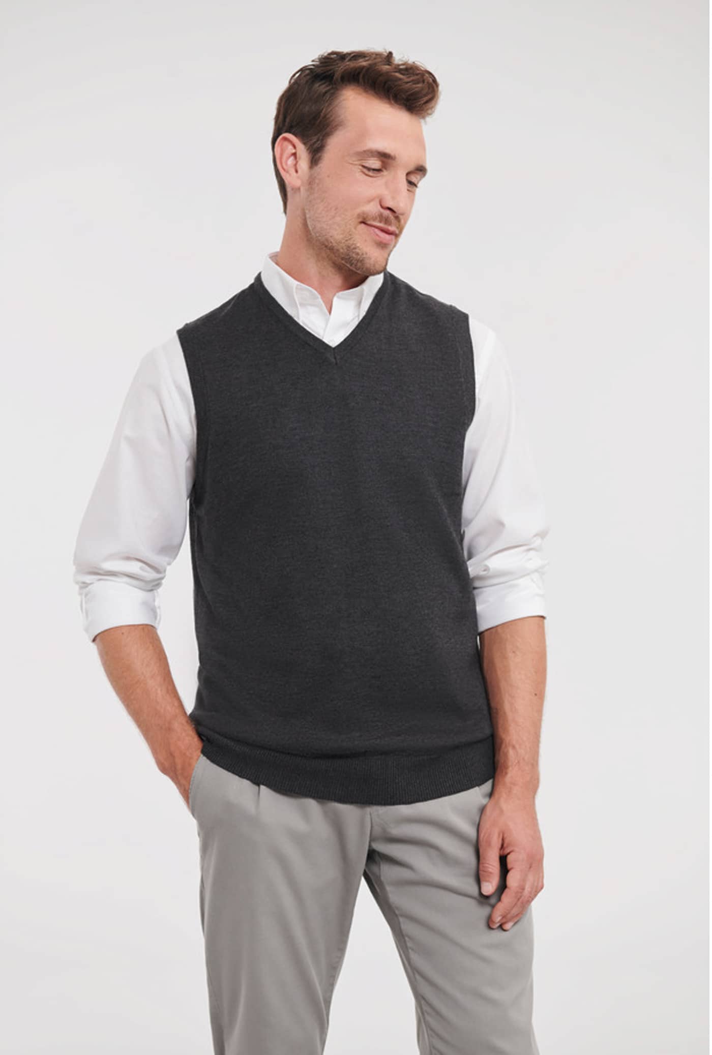 Men's V-Neck Sleeveless Knitted Pullover