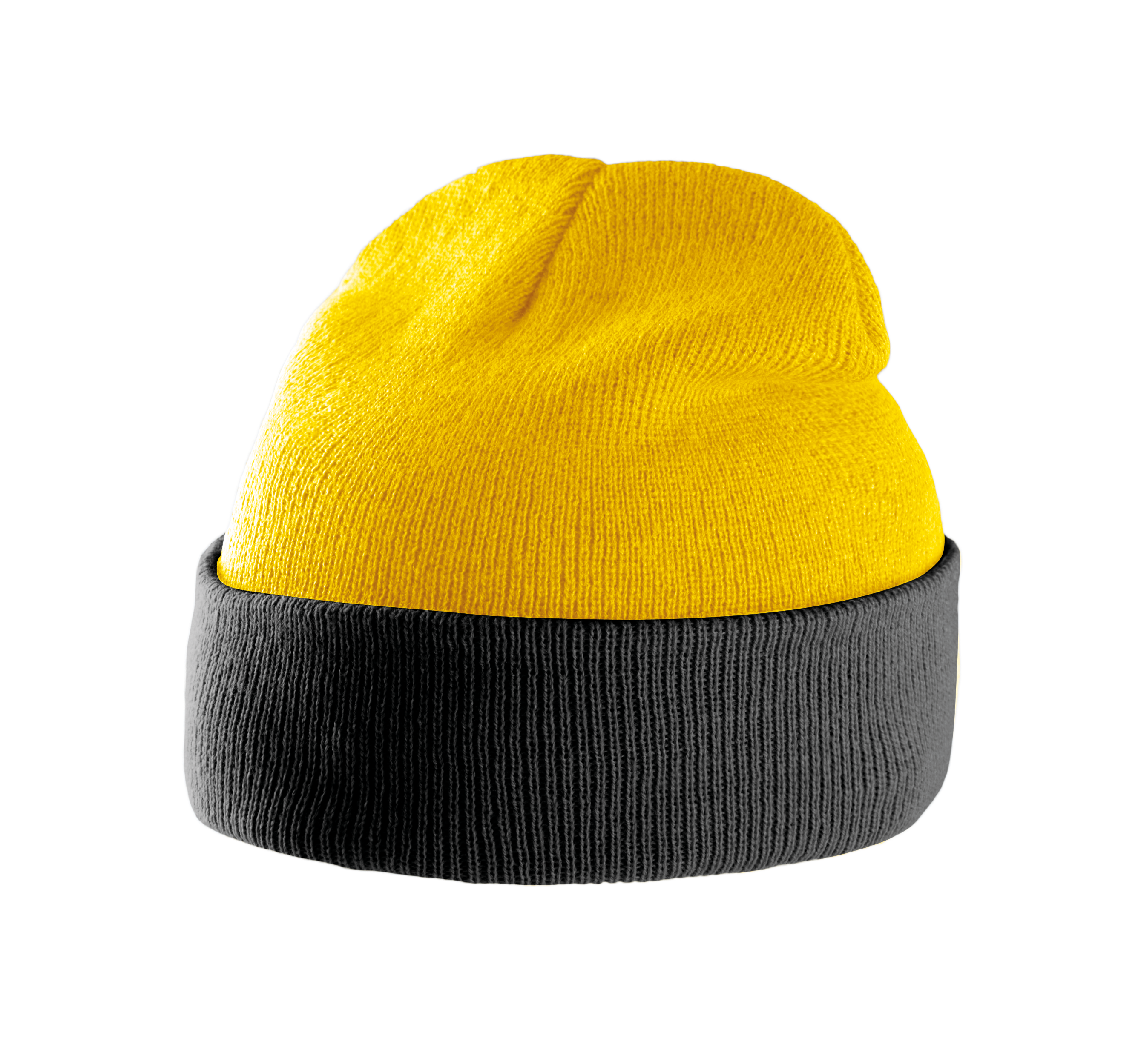 Zweifarbige Mütze mit Umschlag