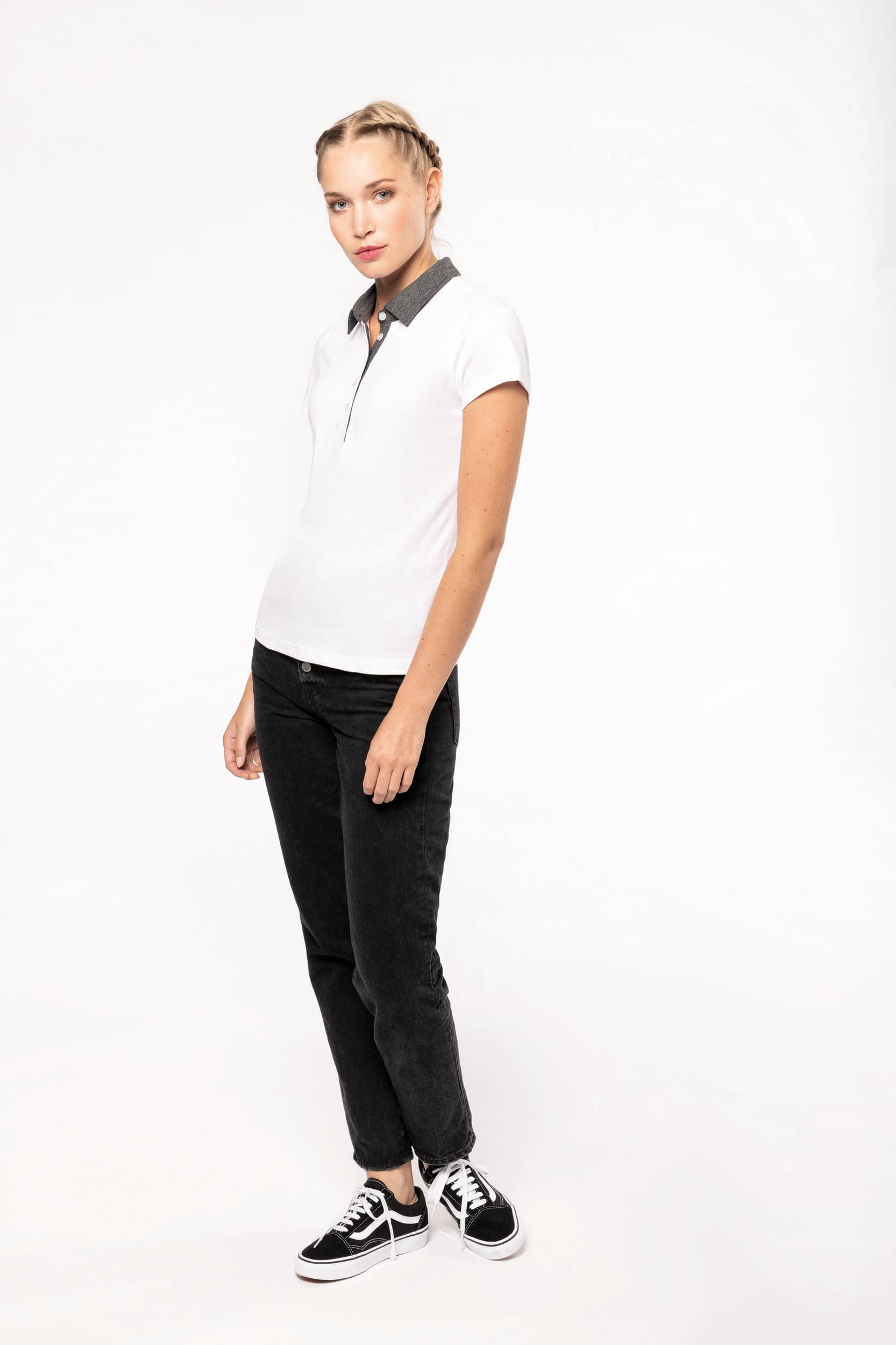 Zweifarbiges Jersey-Polohemd für Damen