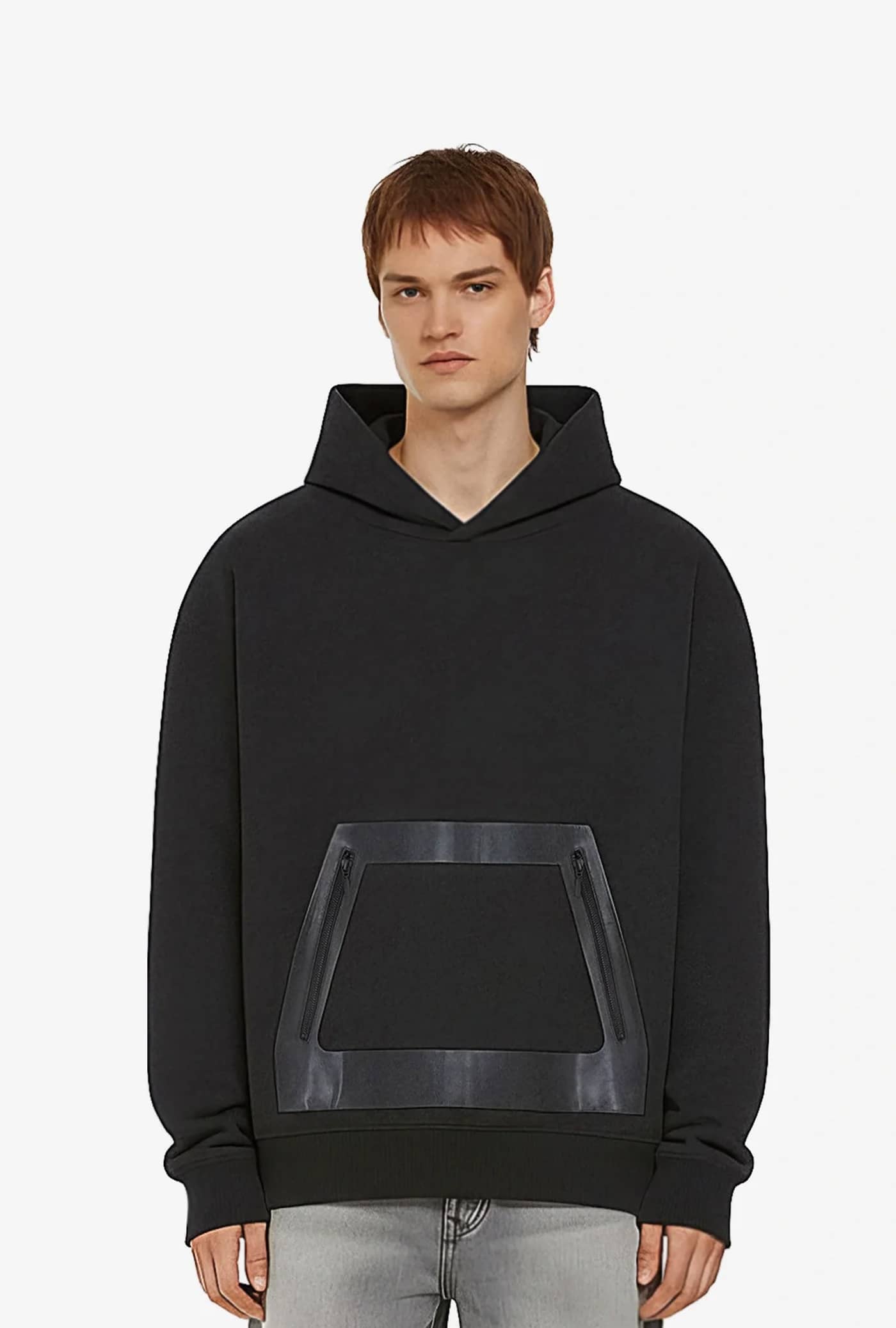 Vegan Leather Panel Hoodie
