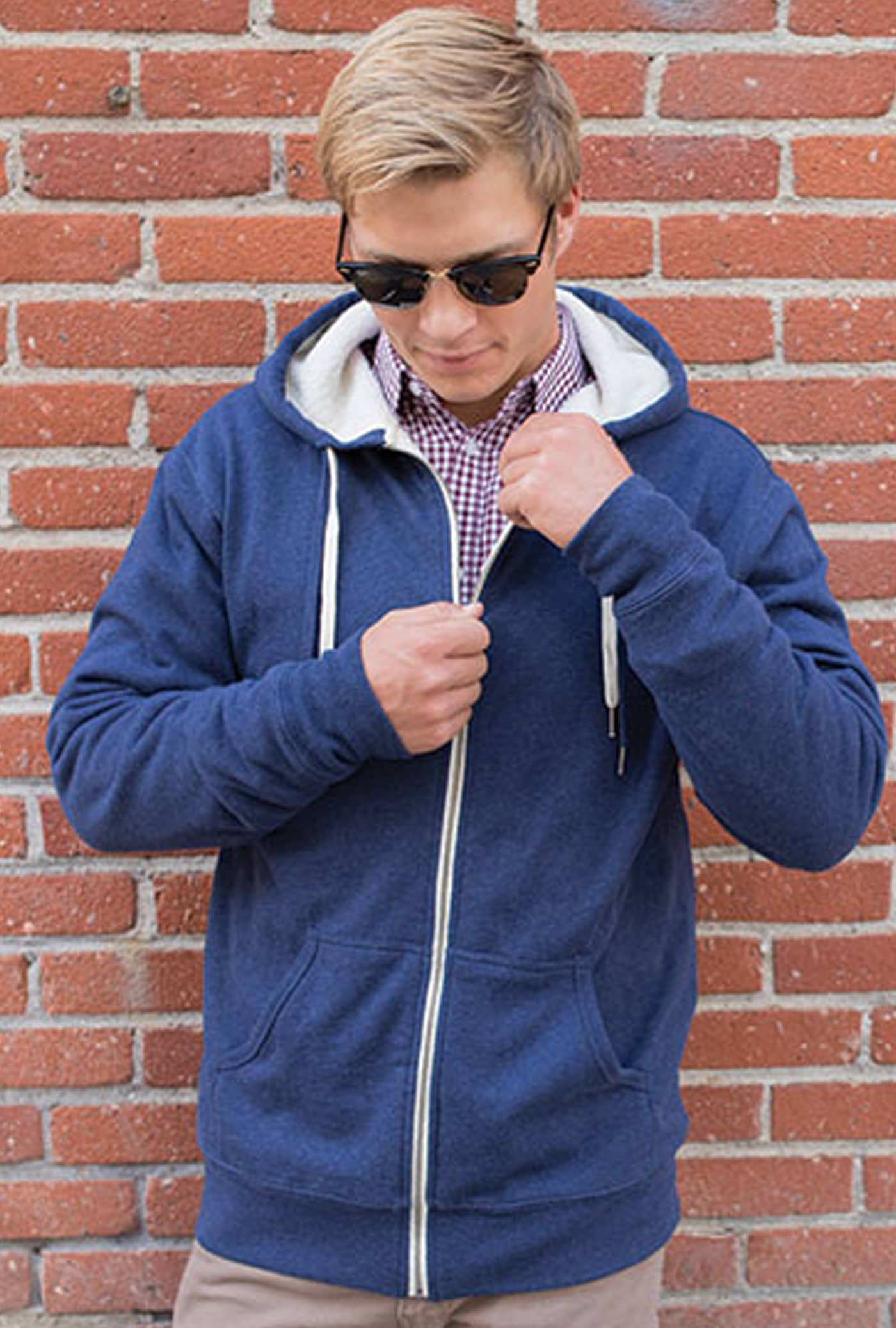 Unisex Sherpa Lined Zip Hooded Jacket