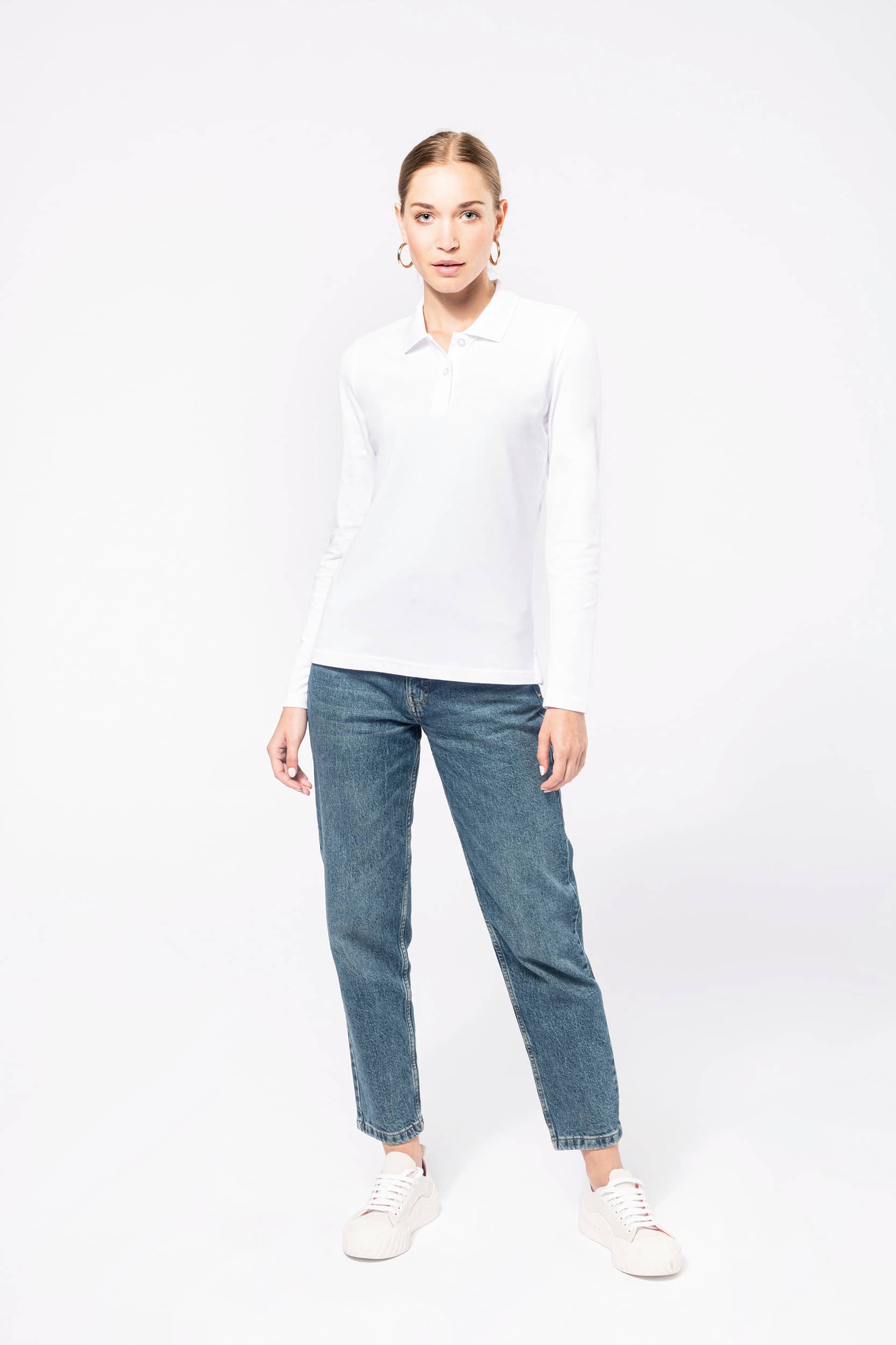 Damen Piqué Poloshirt Langarm