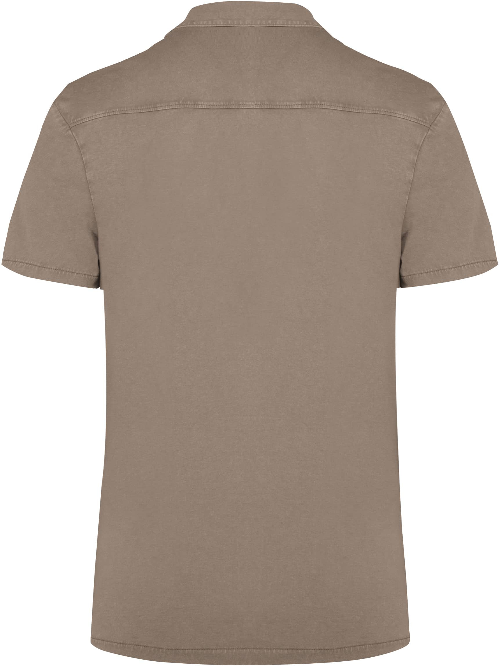Umweltfreundliches ausgewaschenes Jersey-Herrenhemd mit kurzen Ärmeln und Bowling-Kragen
