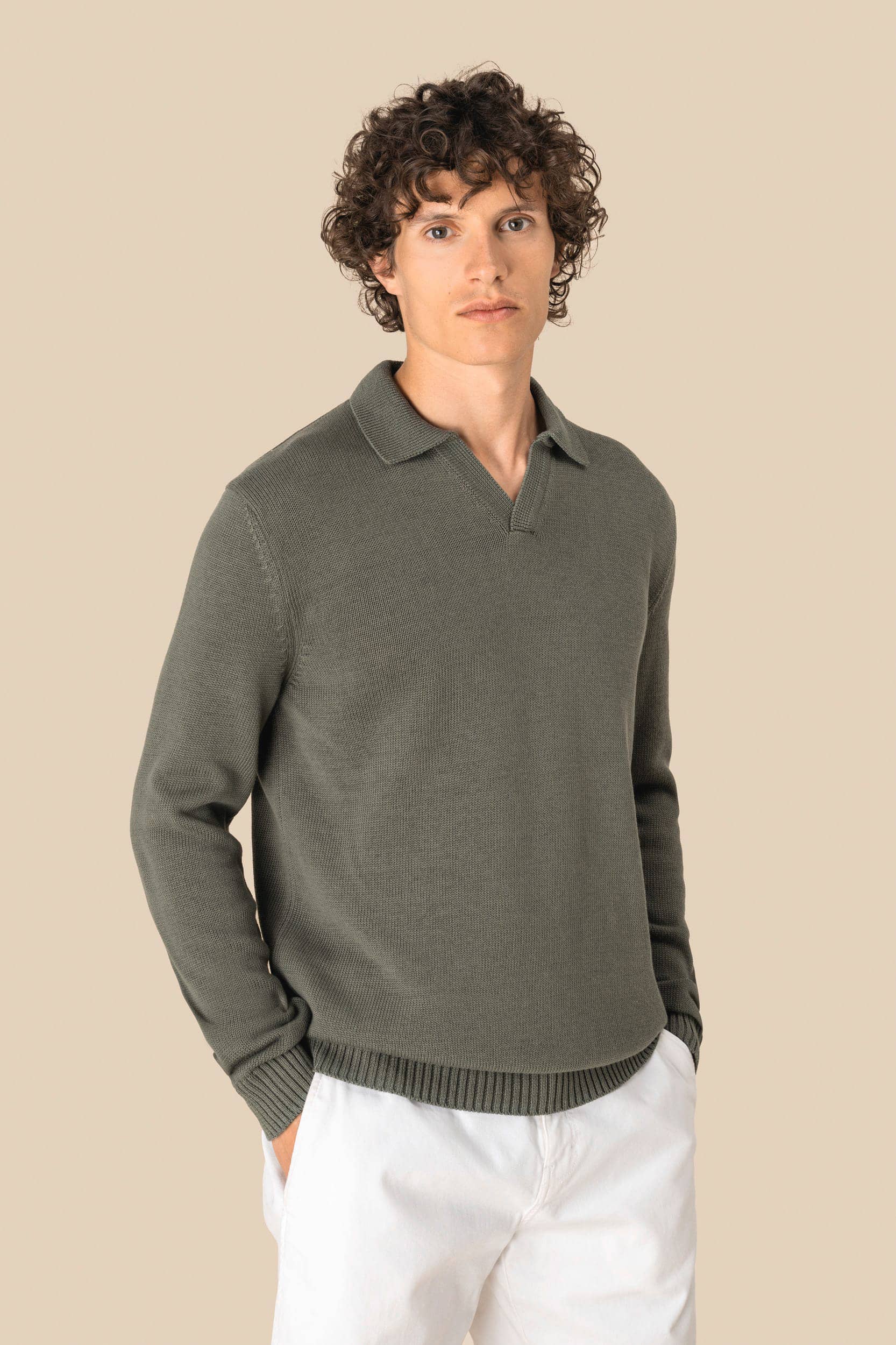 Herrenpullover mit Polokragen