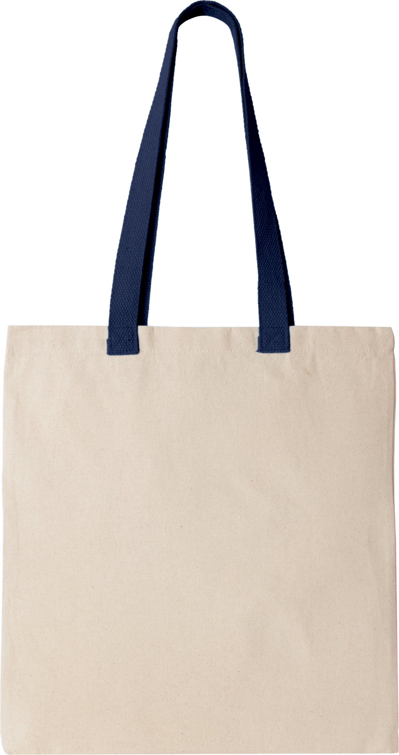 Flache Shoppingtasche aus Tuch mit kontrastfarbenem Griff