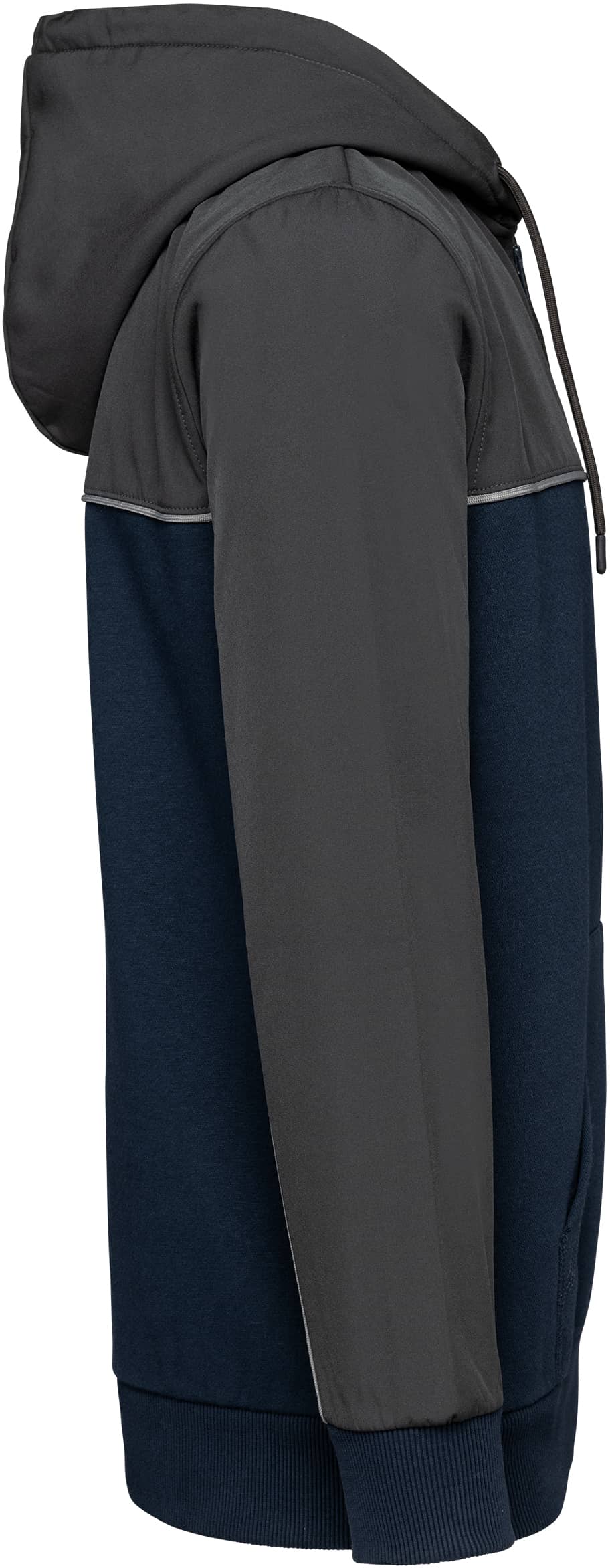 Umweltfreundliche, zweifarbige Molton-Kapuzenjacke mit Reißverschluss, Unisex