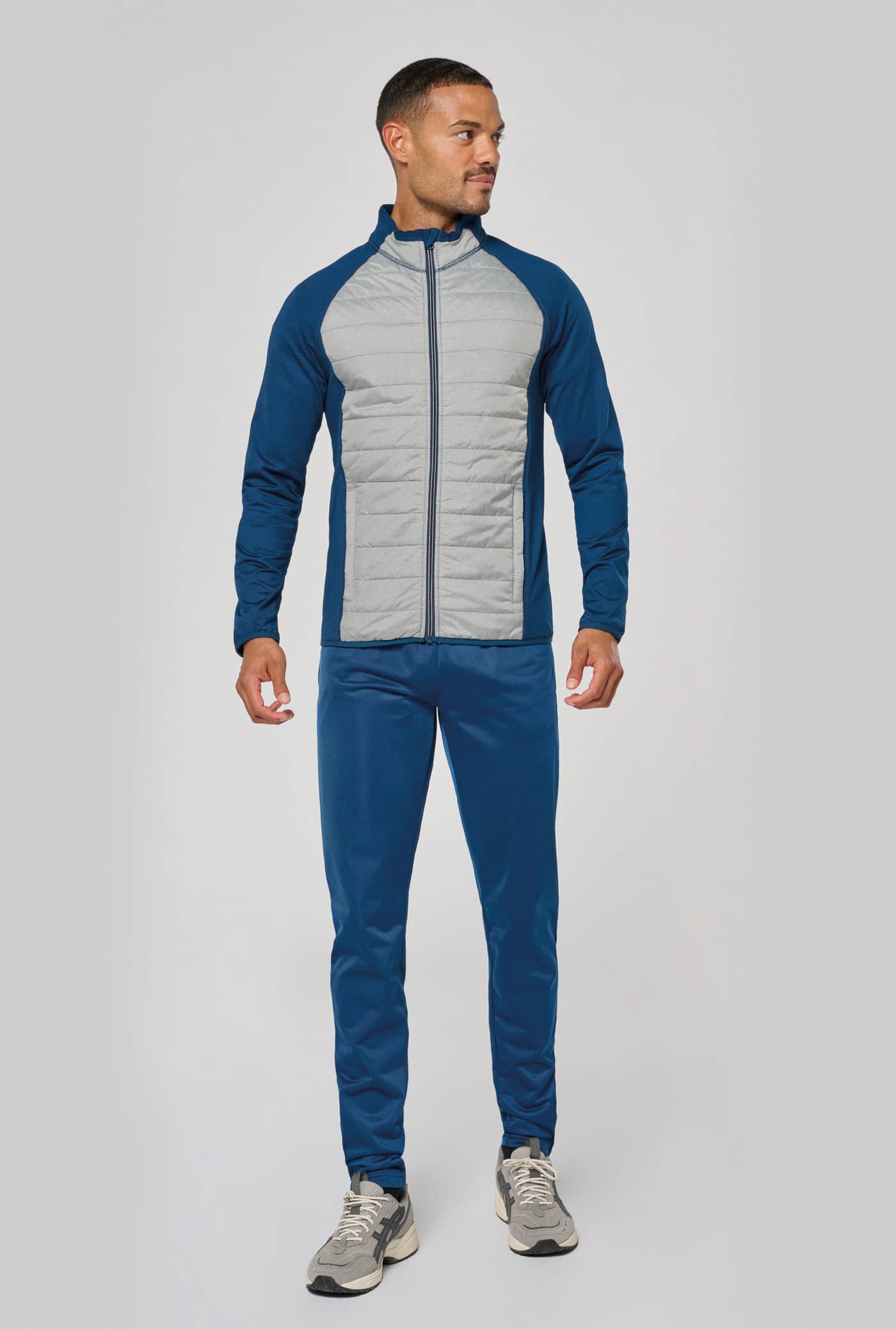 Sportweste aus Bi-Material PA233A - Marl Grey / Sporty Navy