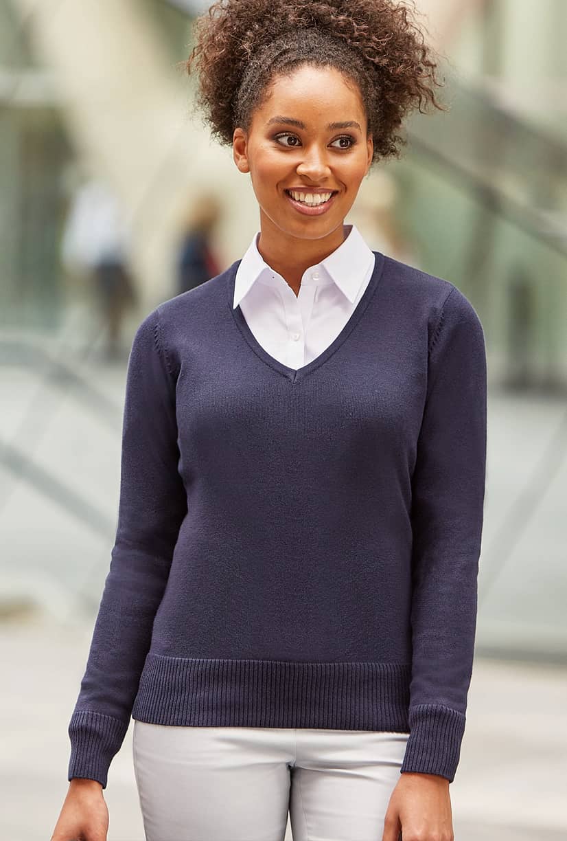 Ladies´ V-Neck Knitted Pullover