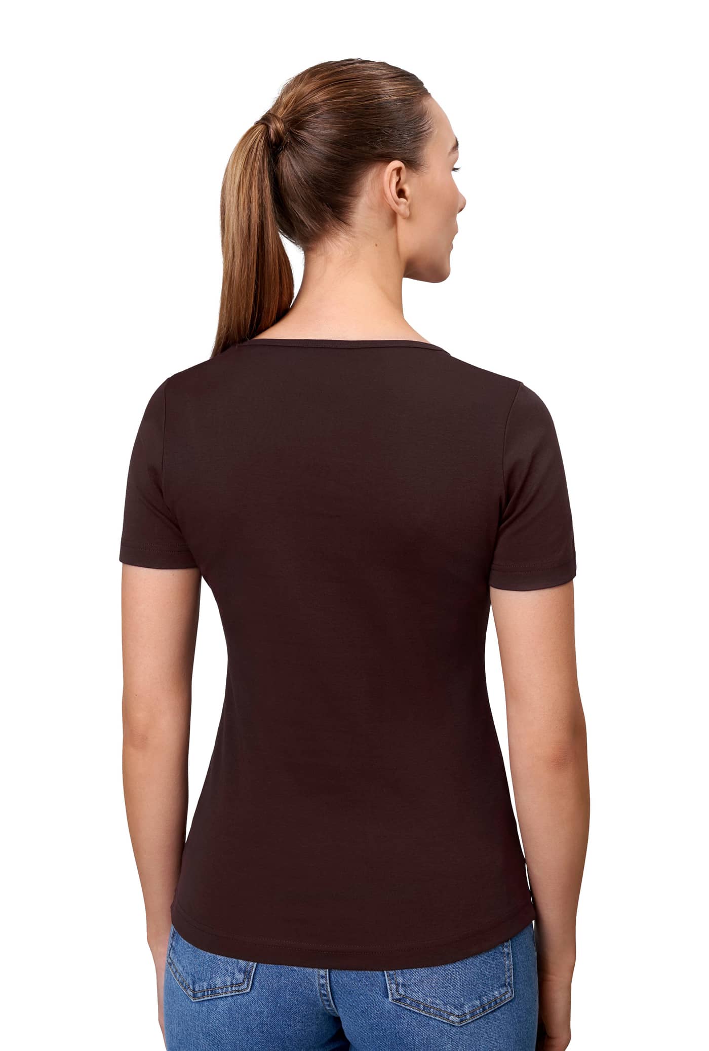 Interlock T-Shirt mit V-Ausschnitt