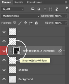 Smartobjekte in Photoshop für T-Shirt Mockup Bearbeitung