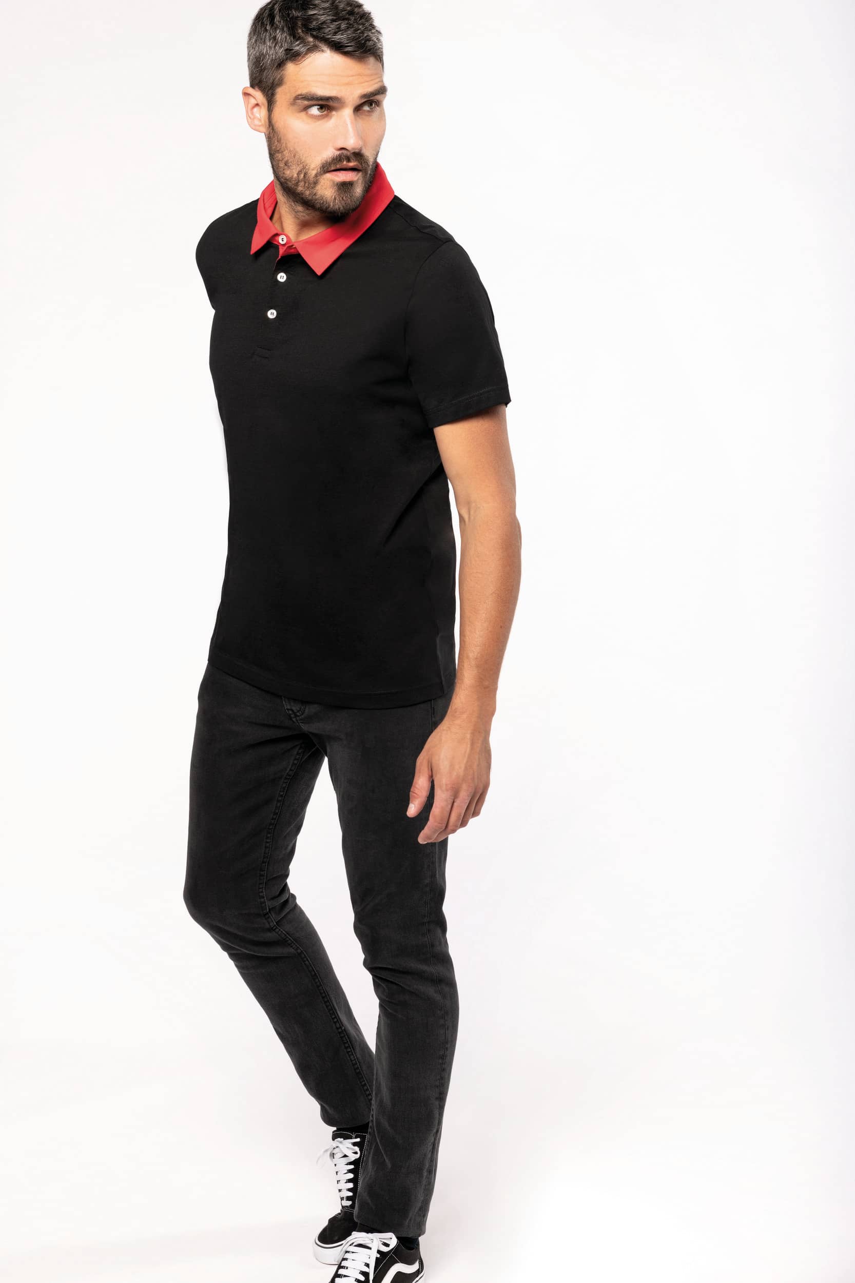 Zweifarbiges Jersey-Polohemd für Herren