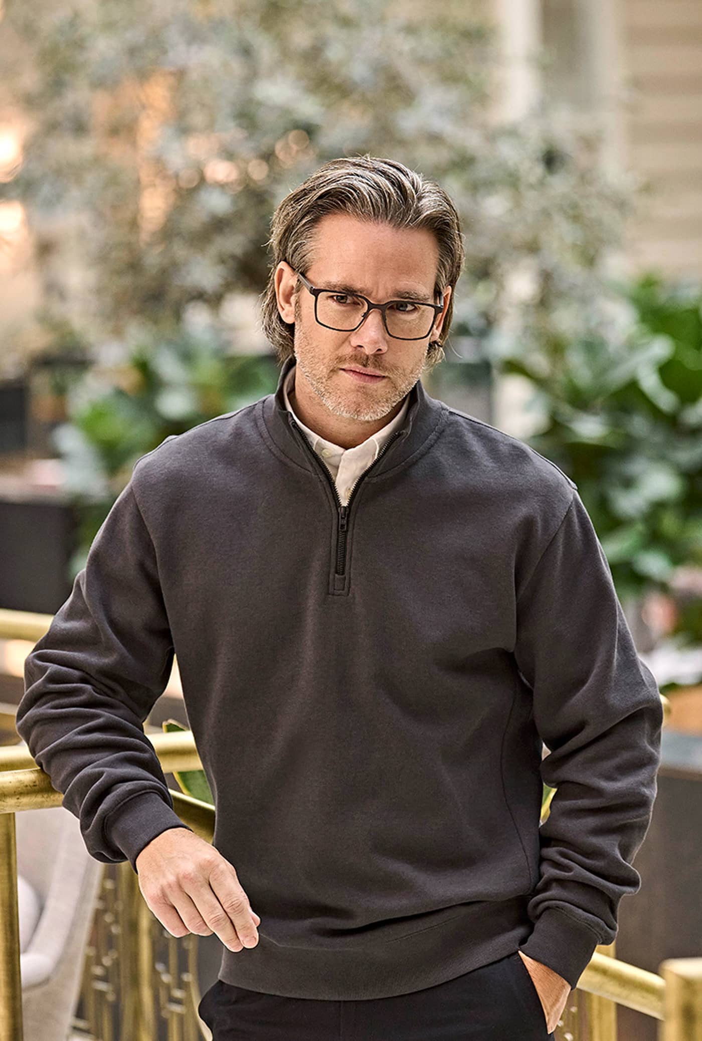Ribbed Interlock Half Zip