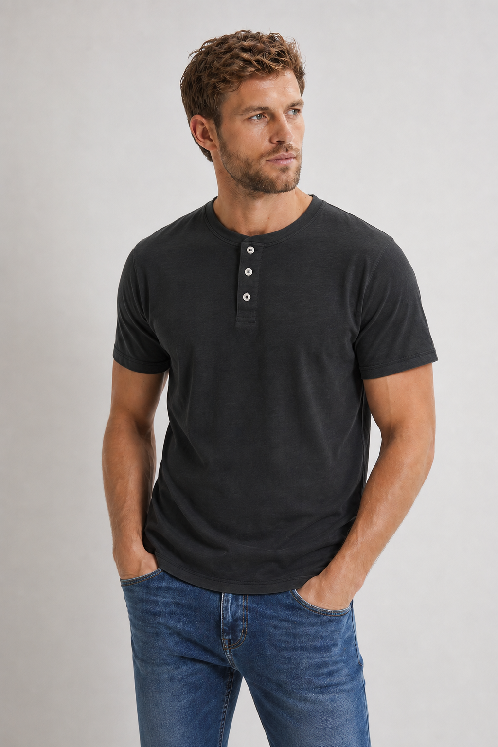 Henley-Shirt mit Knopfleiste