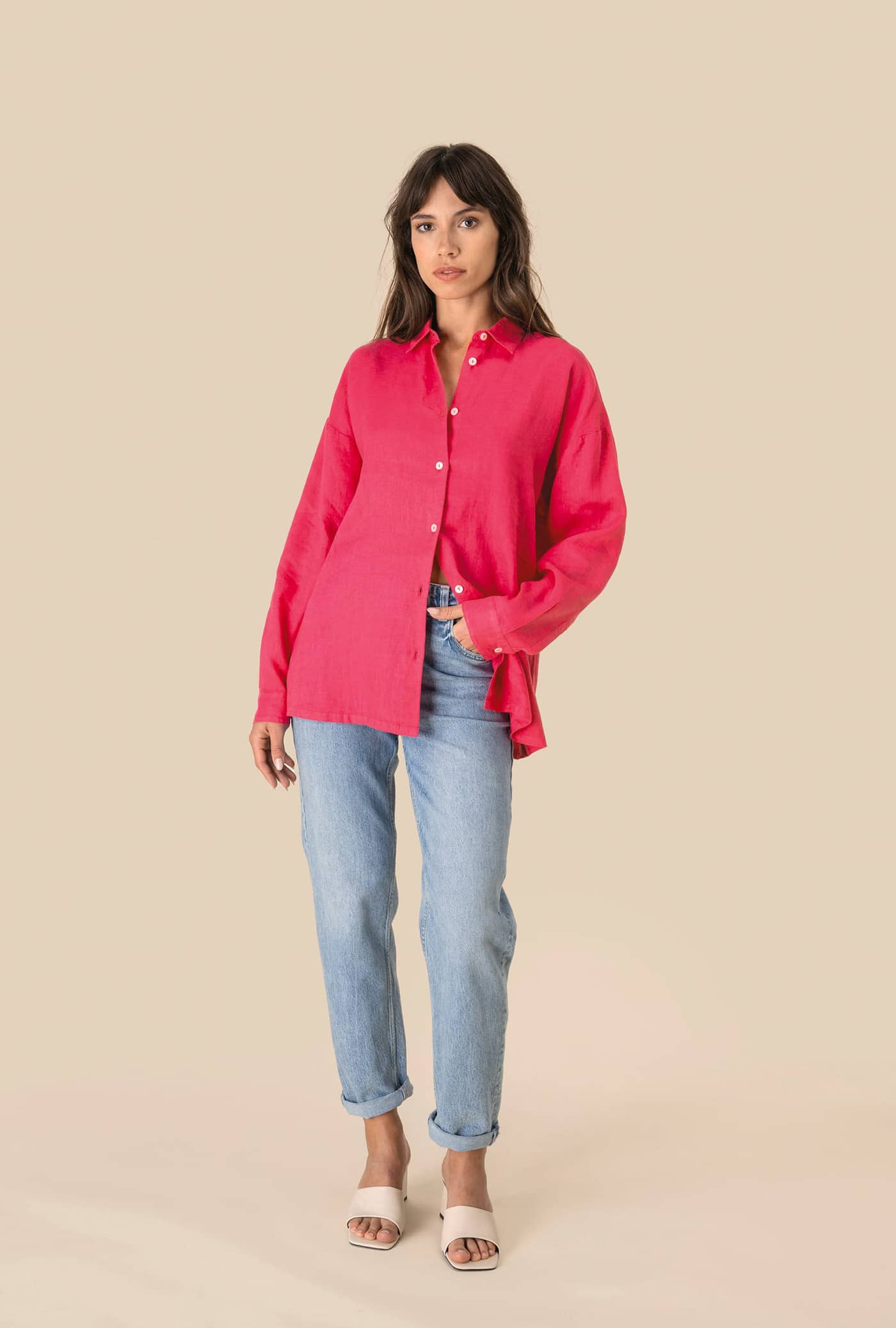 Oversize-Leinenhemd für Damen