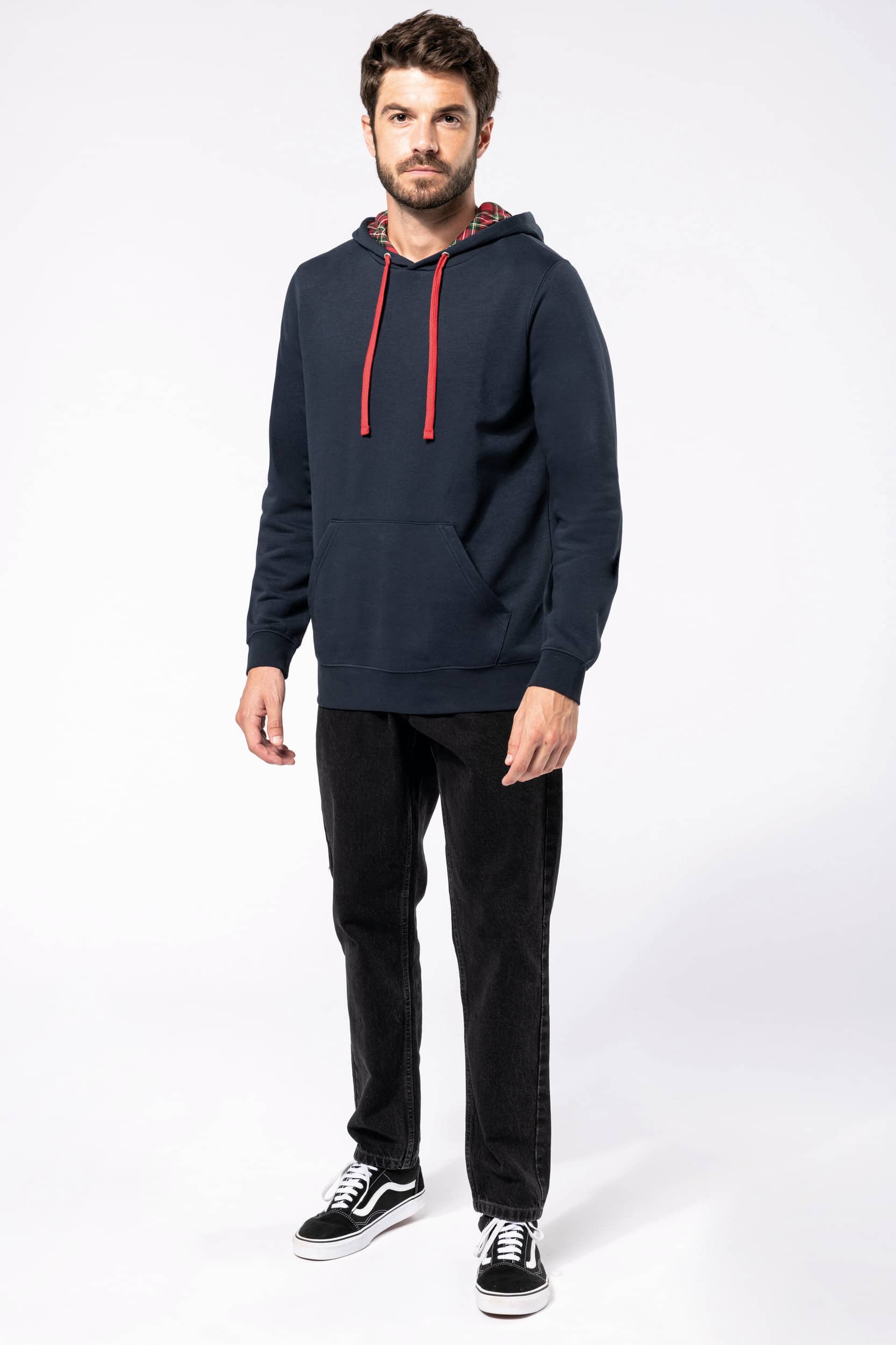 Unisex-Kapuzensweatshirt mit kontrastfarbener Kapuze und Motiven