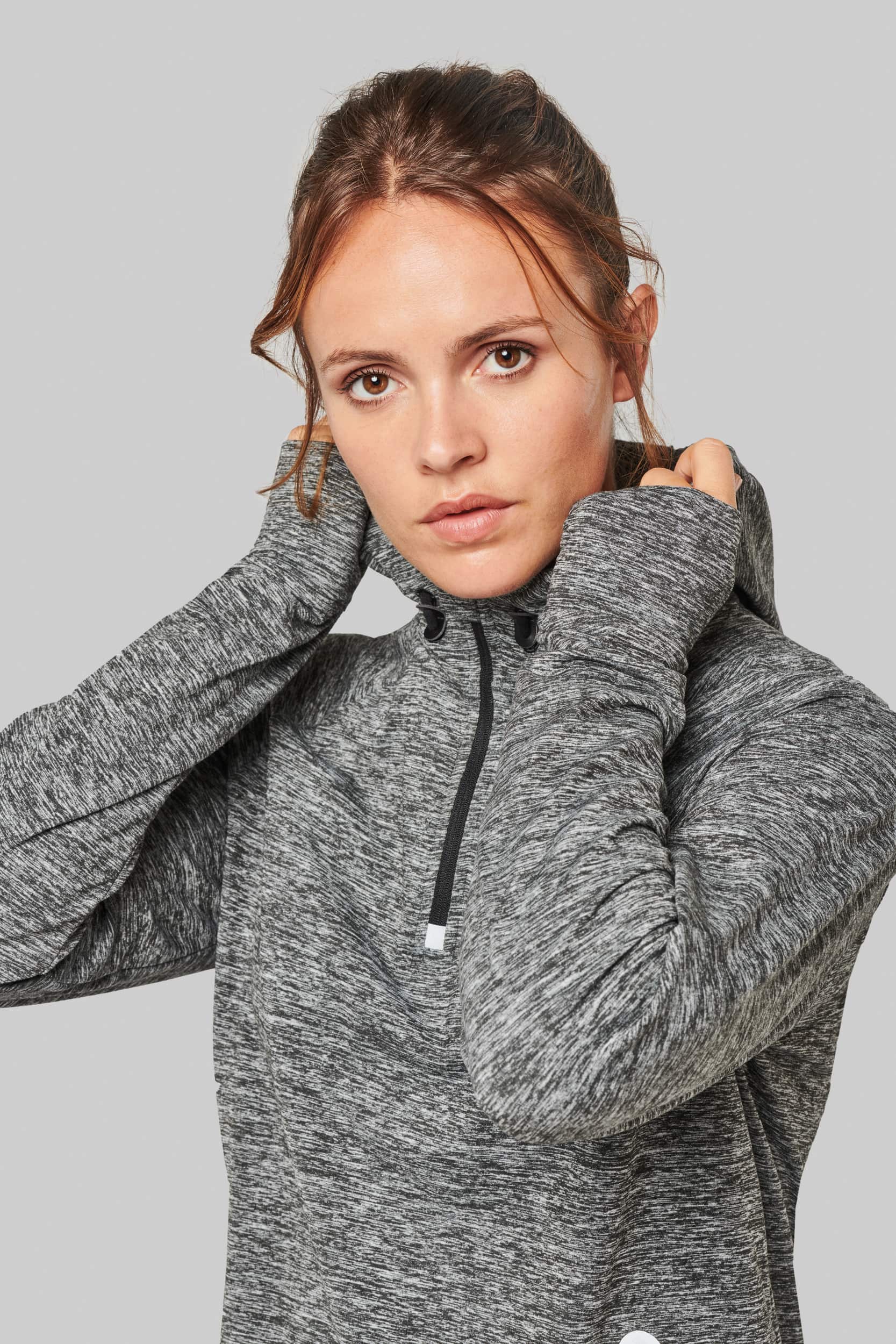 Kapuzen-Sweatshirt 1/4 Sport-Reißverschluss Unisex