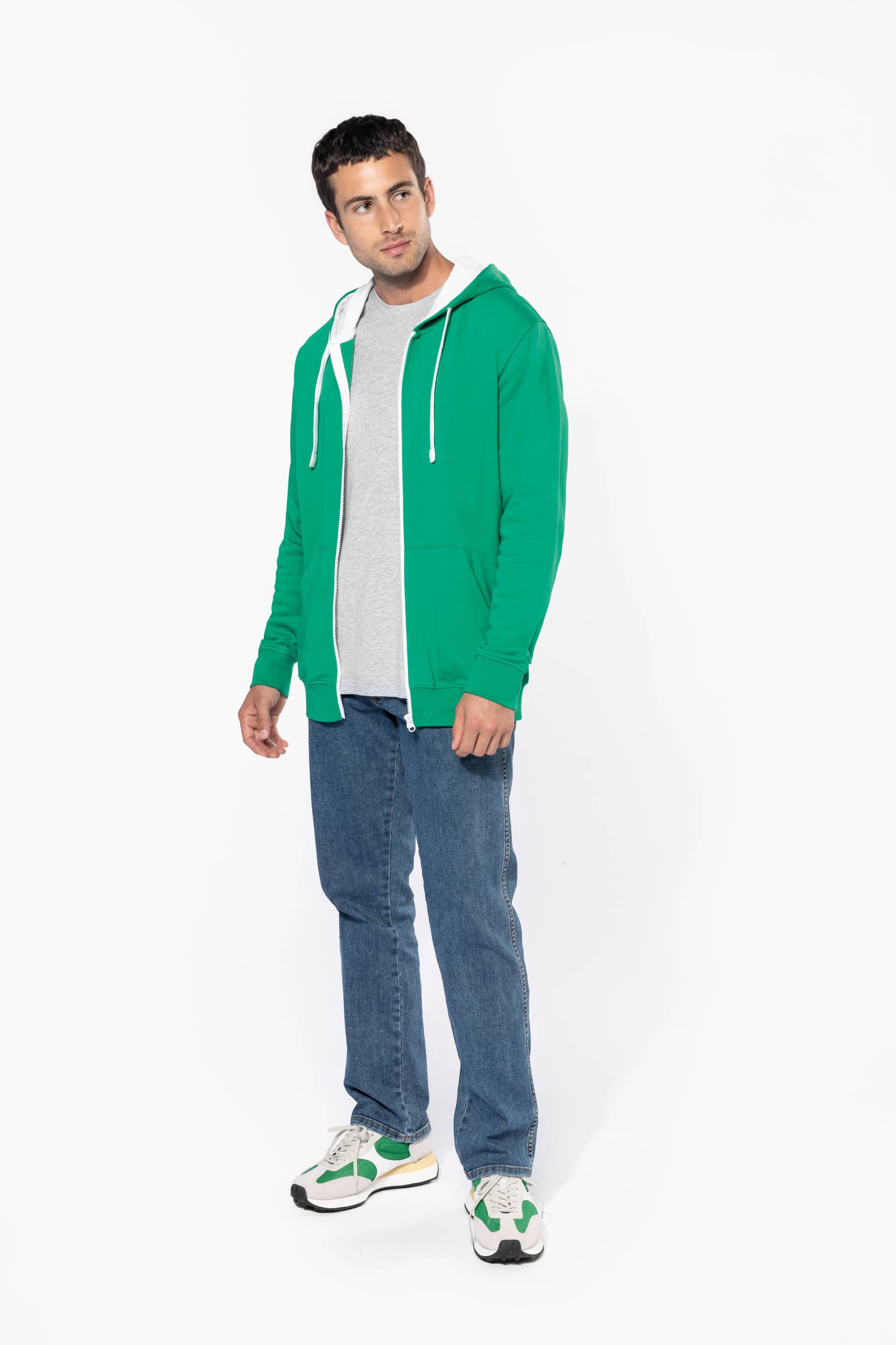 Herren-Kapuzensweatshirt Bicolor mit Reißverschluss