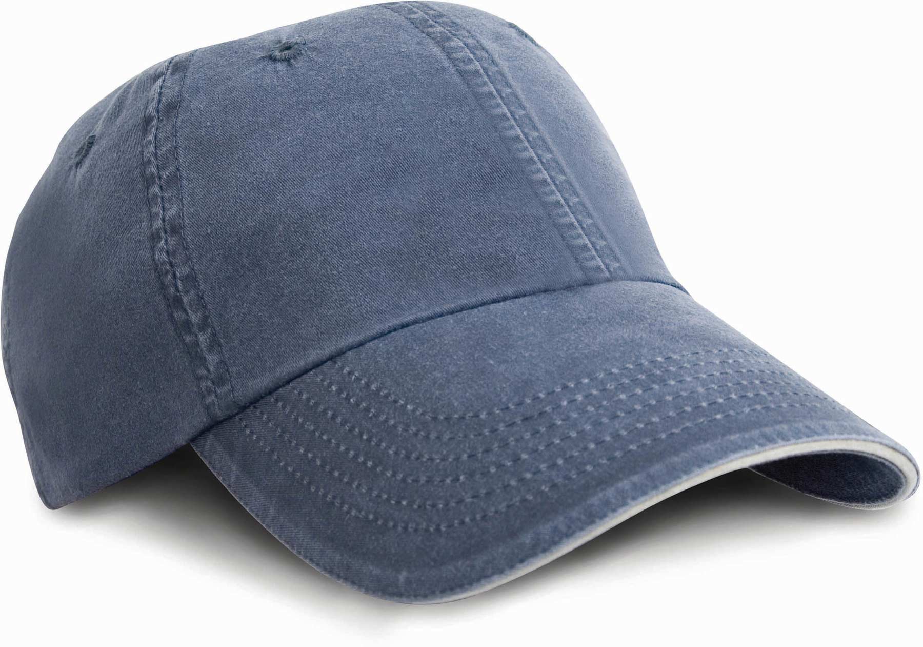 Washed Fine Line Cotton Cap With Sandwich Peak