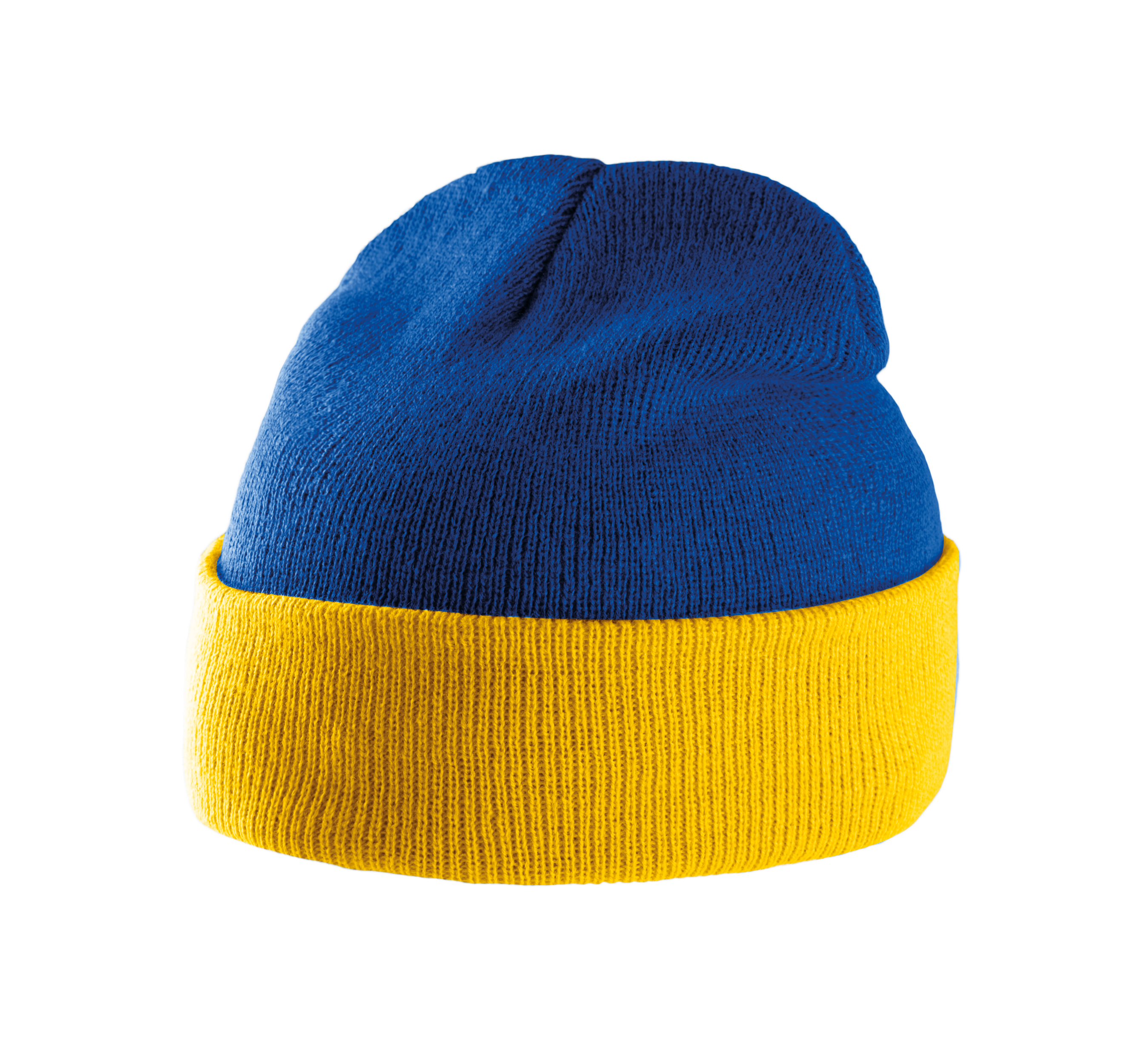 Zweifarbige Mütze mit Umschlag