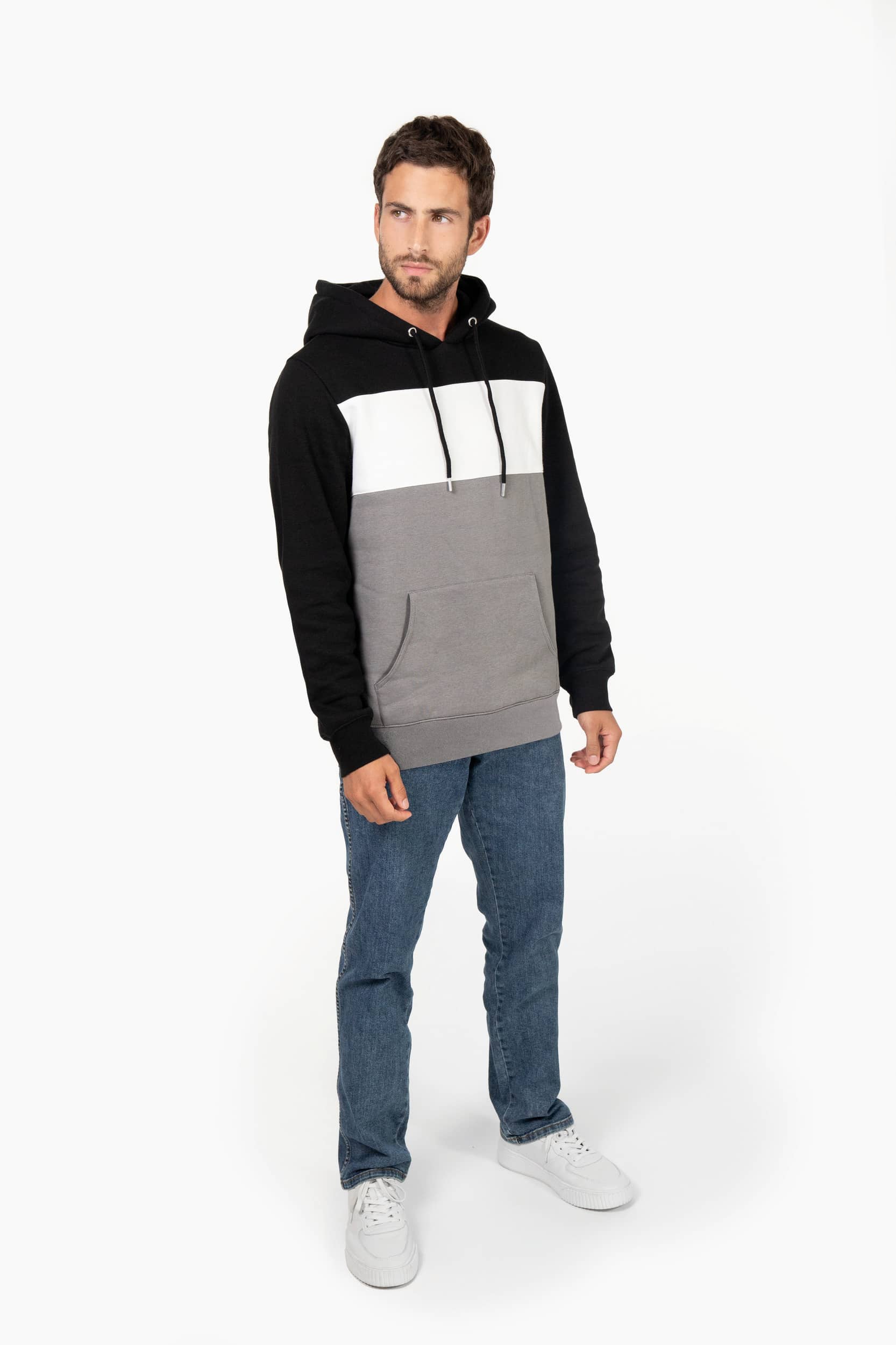 Dreifarbiges Kapuzensweatshirt, Unisex