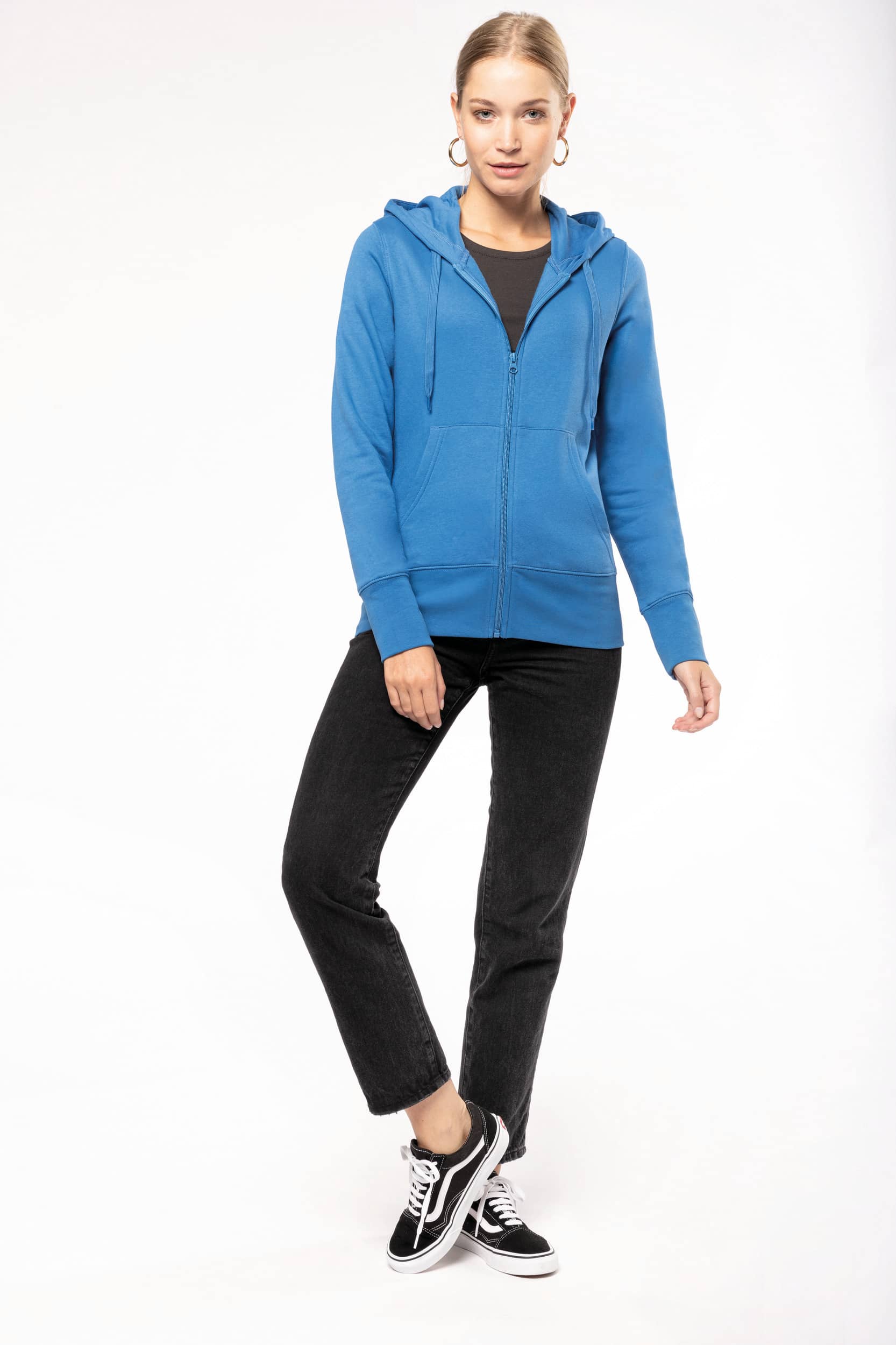 Umweltfreundliches Kapuzensweatshirt mit Reißverschluss Damen