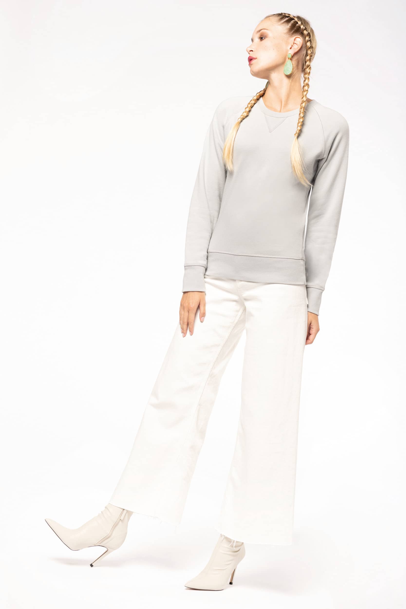 Damen Sweatshirt BIO-BAUMWOLLE Rundhalsausschnitt Raglanärmel