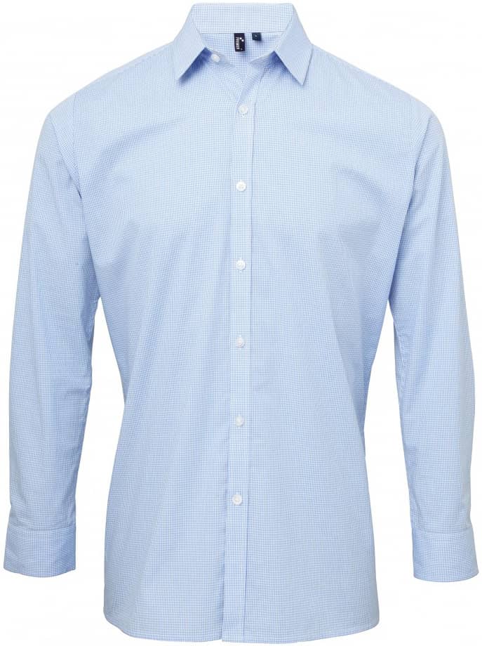 Men´s Microcheck (Gingham) Long Sleeve Cotton Shirt