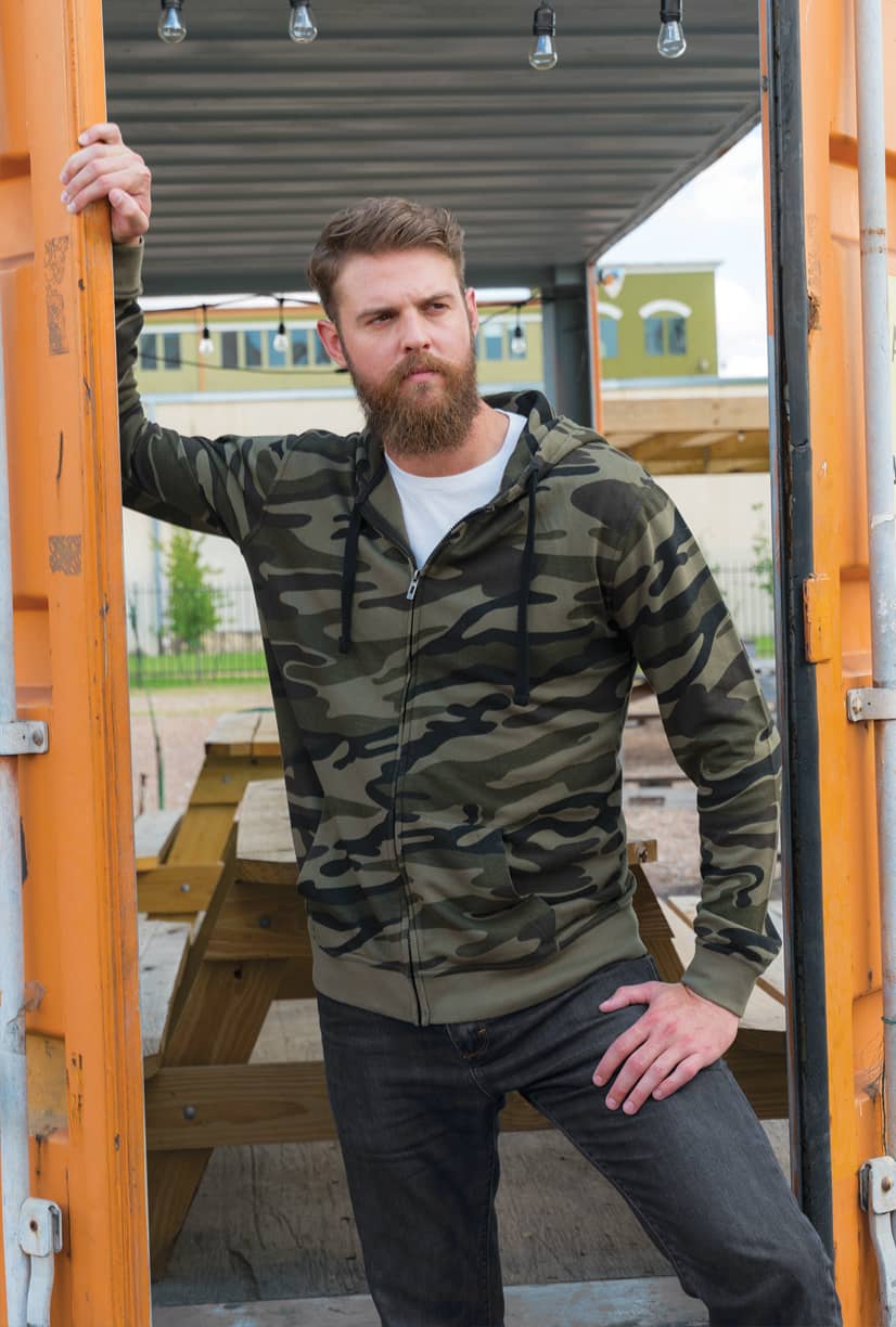 Full Zip Camo Hooded Sweat Jacket