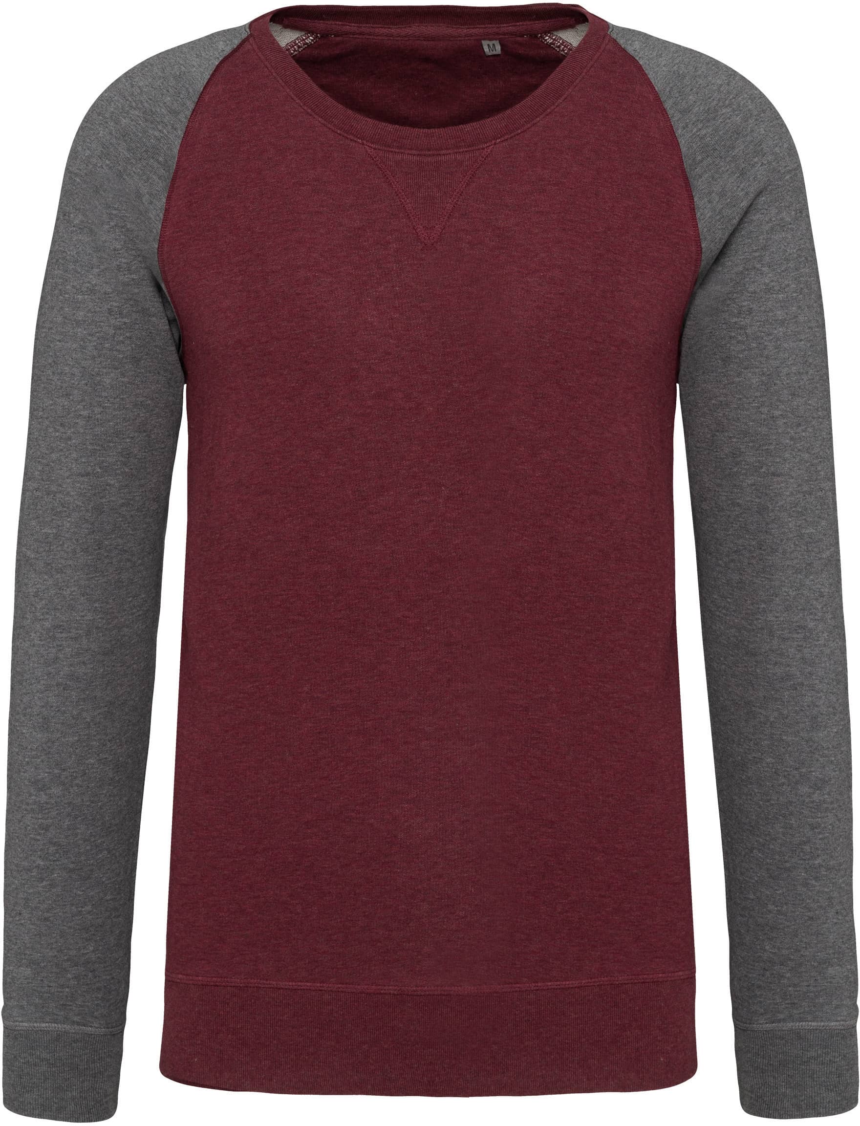Zweifarbiges Herren-Sweatshirt French Terry BIO mit Rundhalsausschnitt und Raglanärmeln