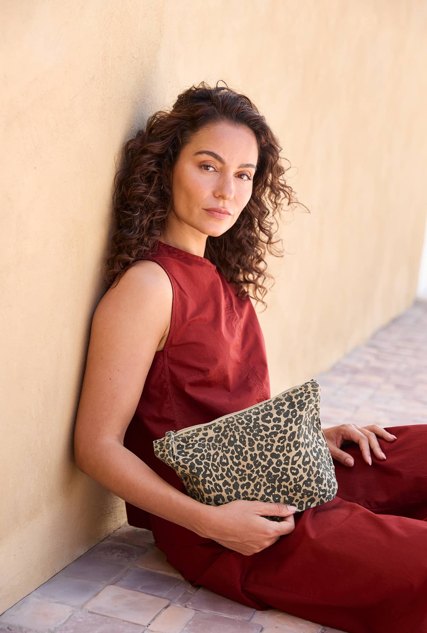 Leopard Print Canvas Accessory Bag