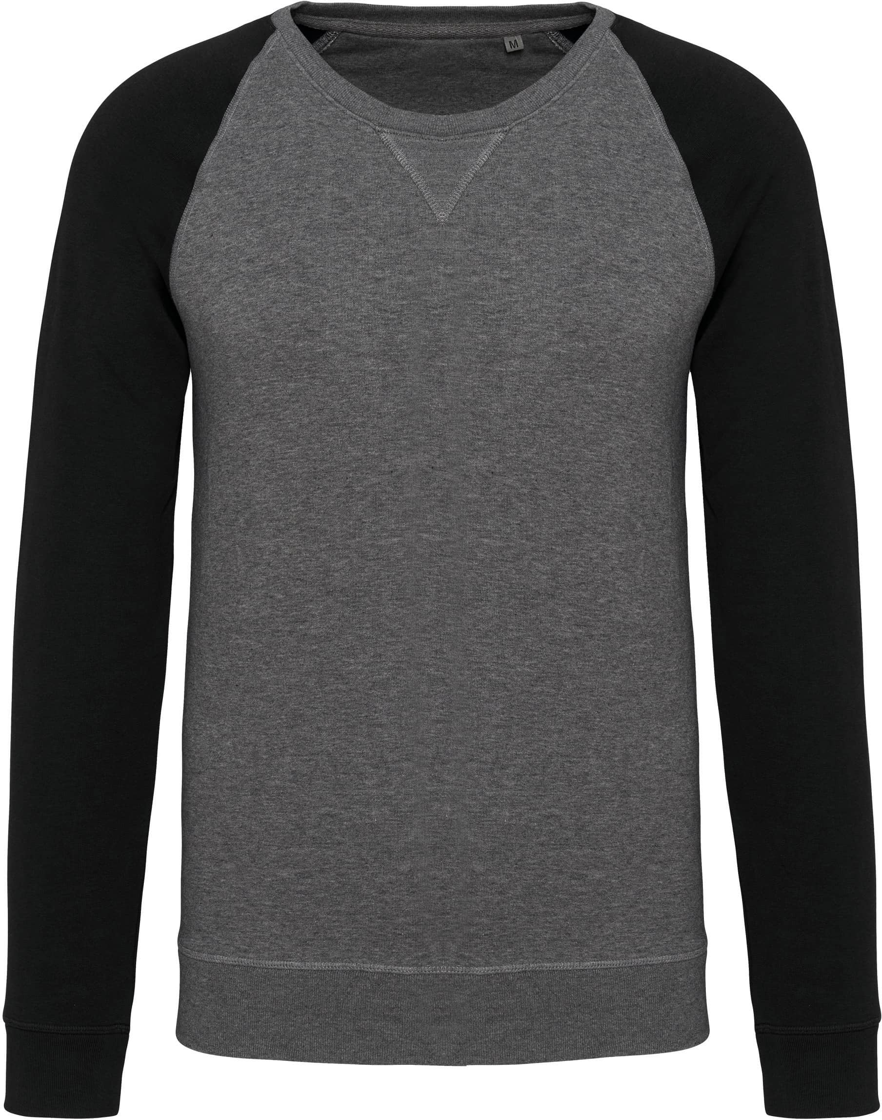 Zweifarbiges Herren-Sweatshirt French Terry BIO mit Rundhalsausschnitt und Raglanärmeln