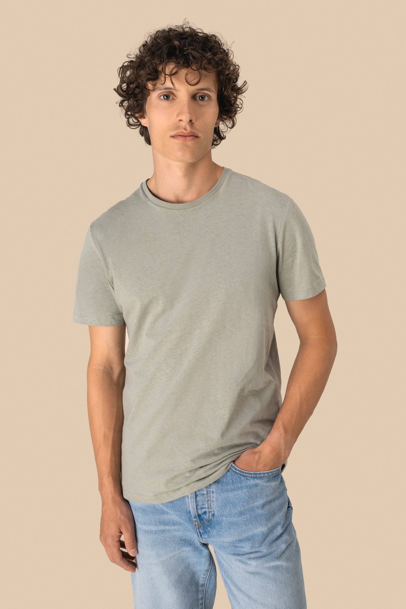 Umweltfreundliches Unisex-T-Shirt aus Biobaumwolle und Leinen