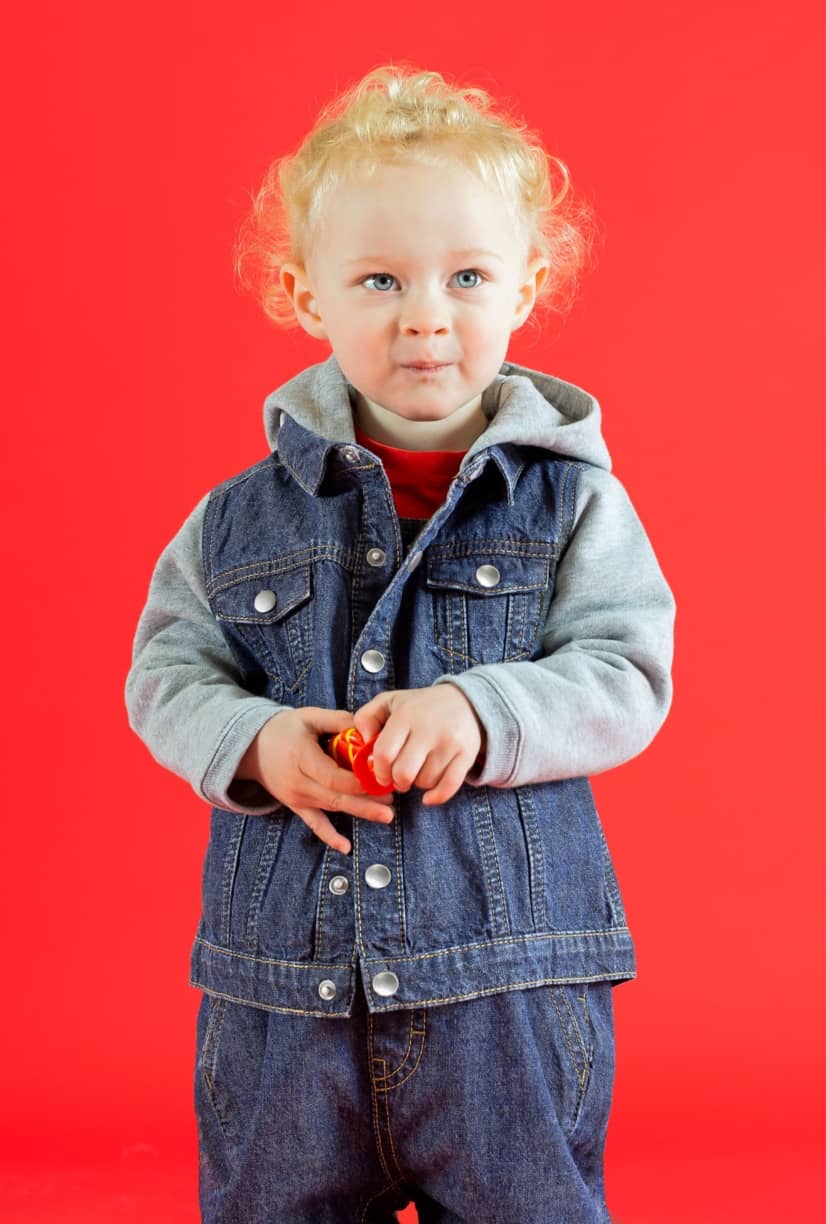 Denim Jacket With Fleece Hood And Sleeves