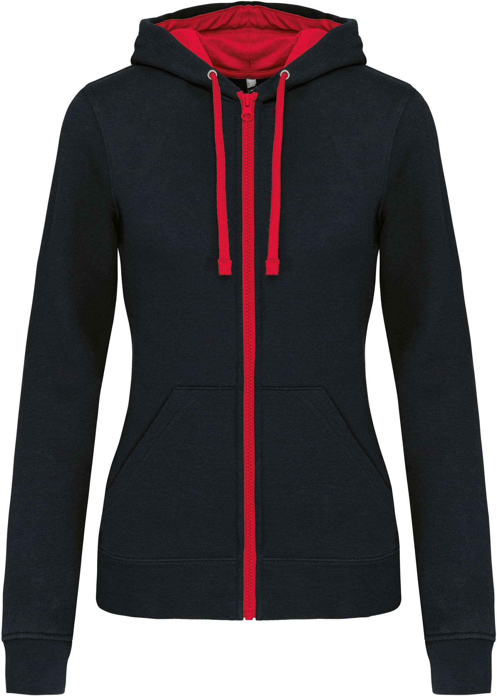 Damen-Kapuzensweatshirt Bicolor mit Reißverschluss