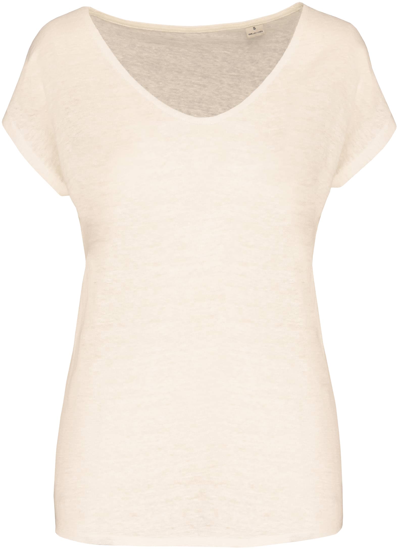 Damen-T-Shirt aus Leinen mit V-Ausschnitt
