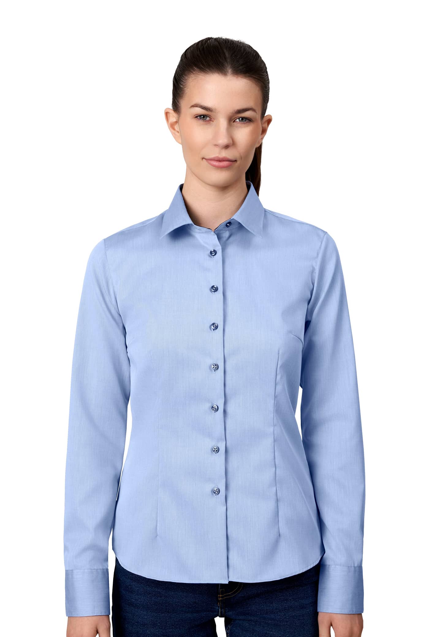 Seven Seas moderne bügelfreie Damen Bluse Fine Twill