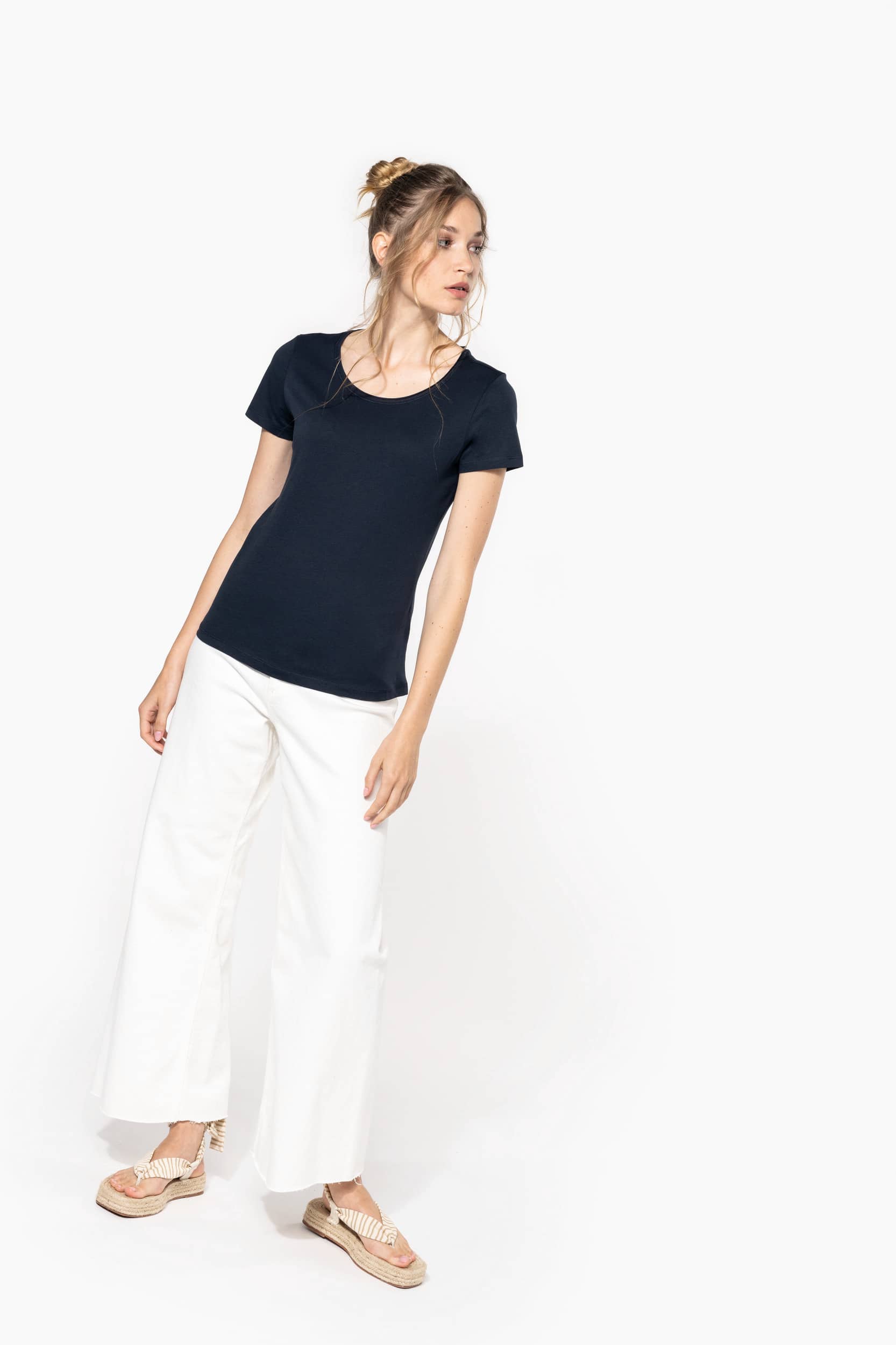 Bio-T-Shirt für Damen mit kurzen Ärmeln und ungesäumtem Halsausschnitt