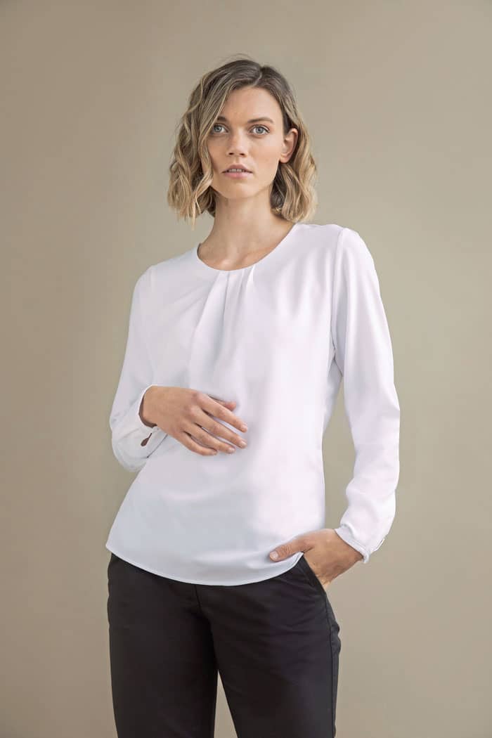 Ladies´ Pleat Front Long Sleeved Blouse