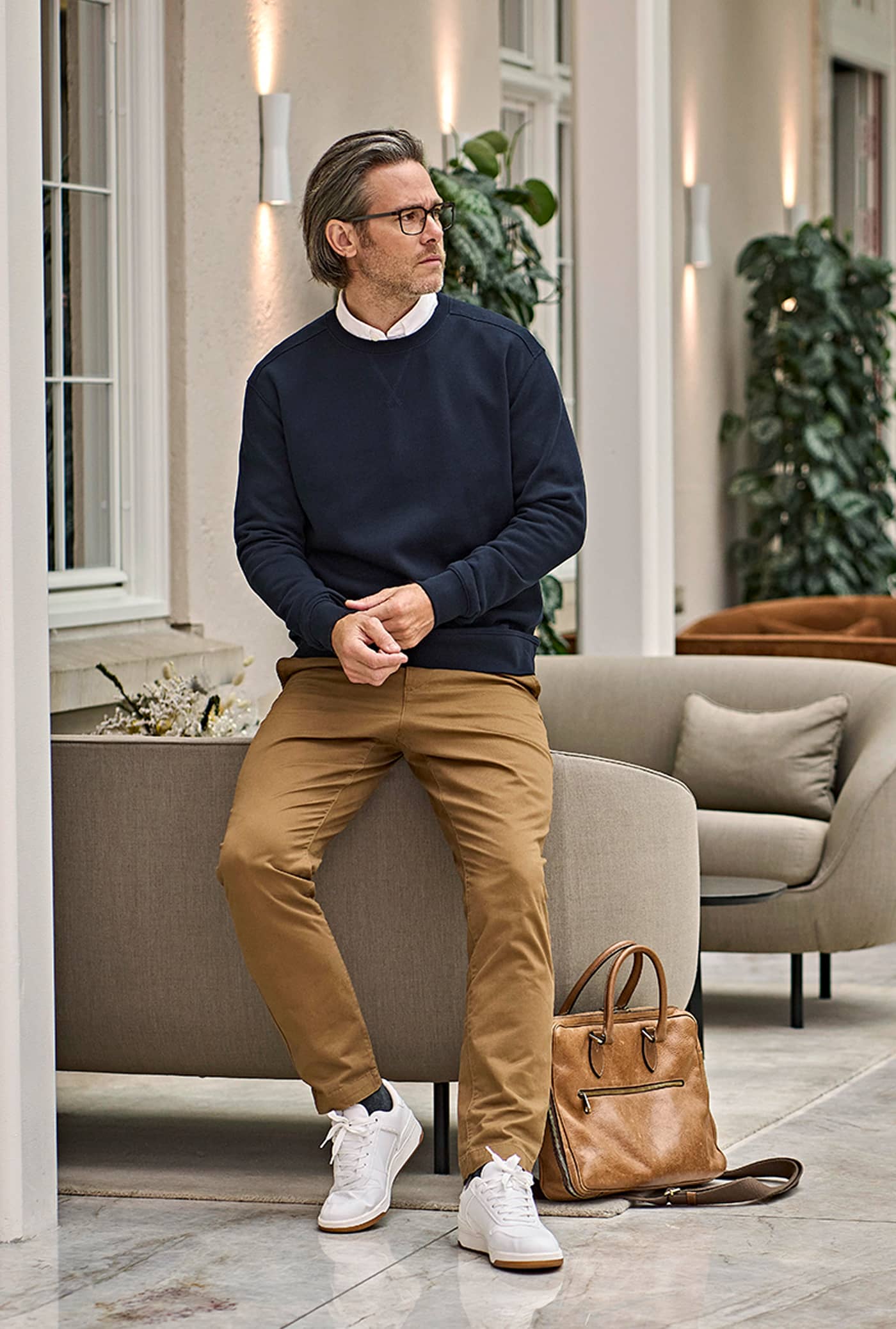 Ribbed Interlock Crew Neck