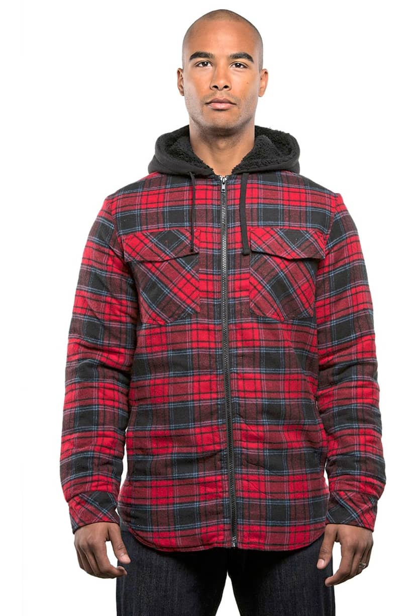 Men´s Flannel Jacket With Sherpa Hoodie
