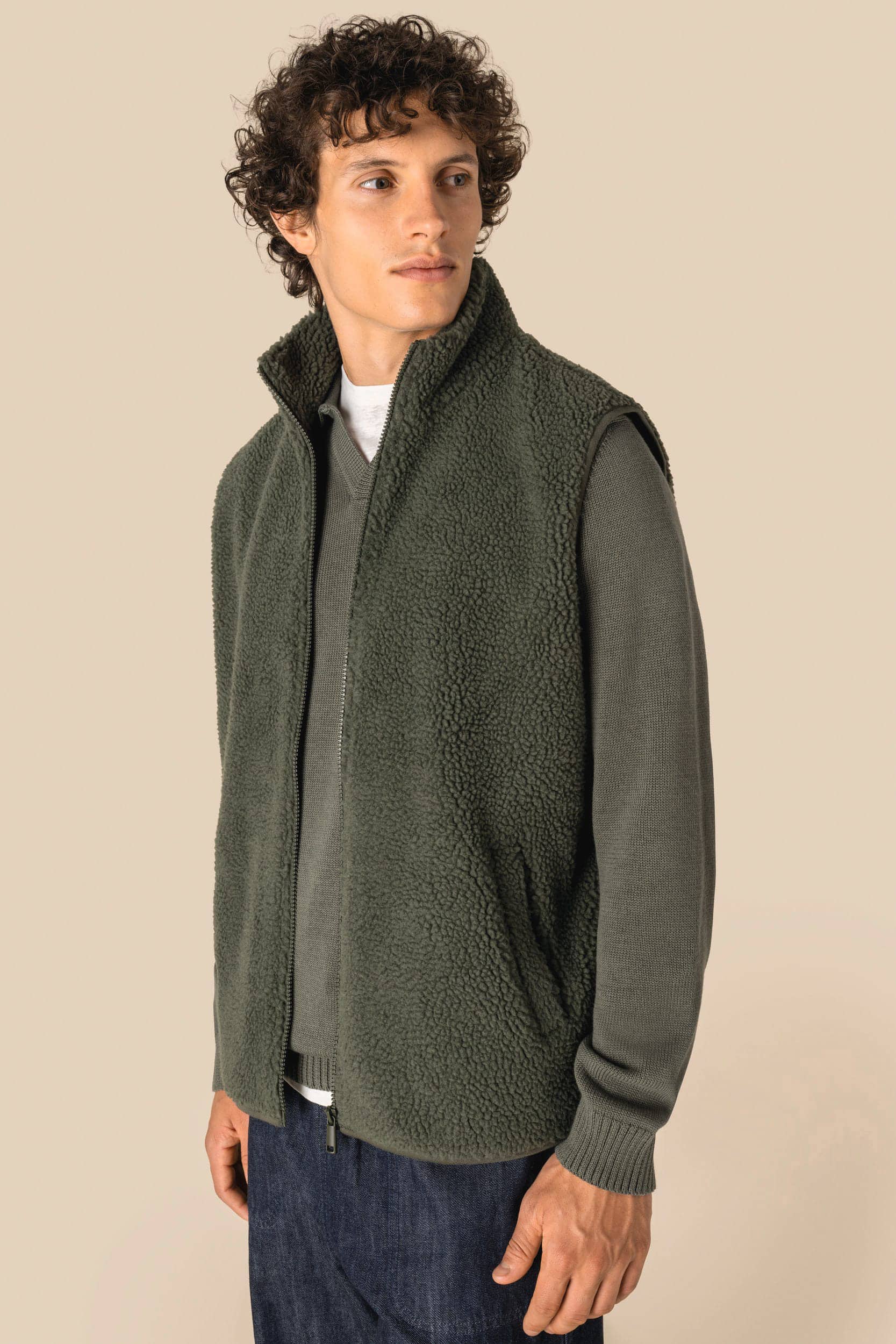 Ärmellose Sherpa-Jacke für Herren