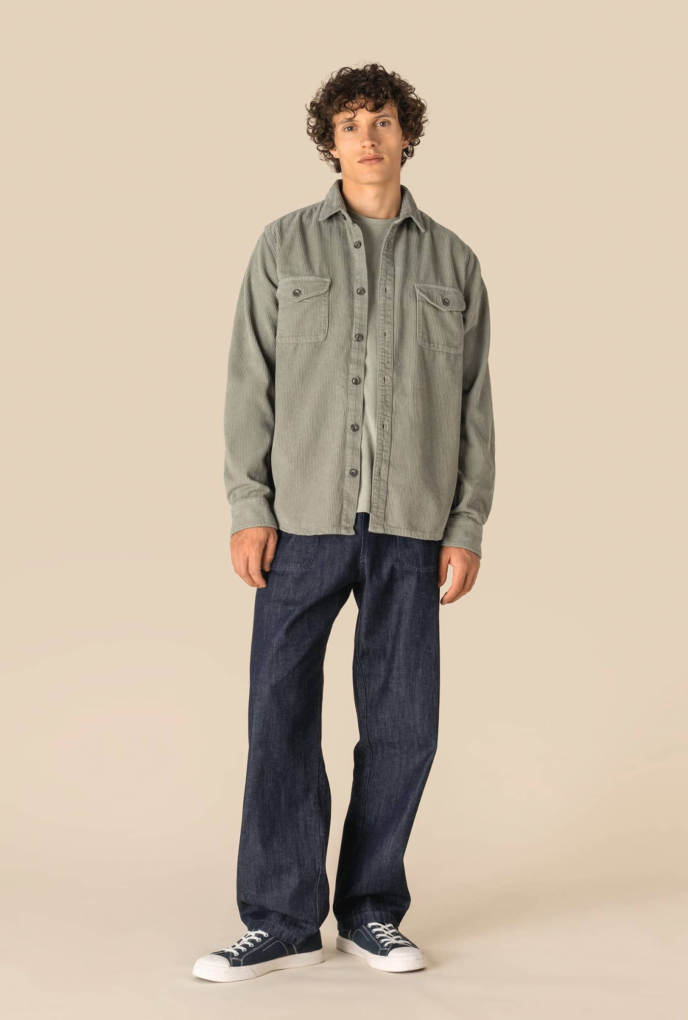 Umweltfreundliche ausgewaschene Herren-Hemdjacke aus Kord