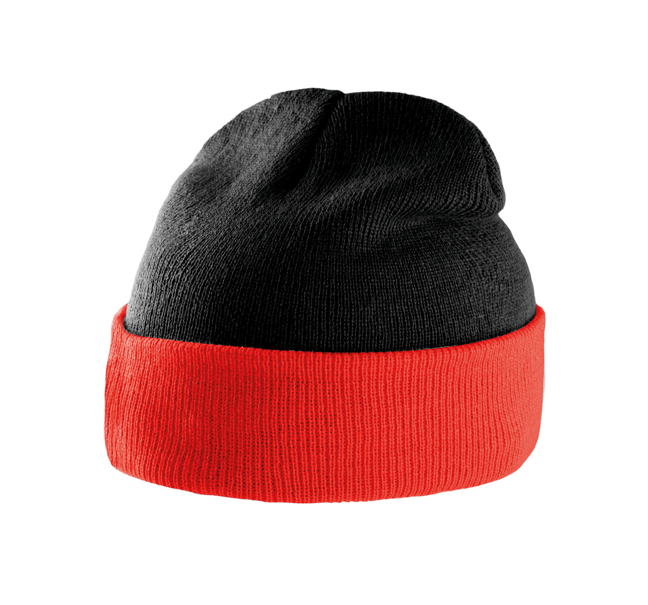 Zweifarbige Mütze mit Umschlag