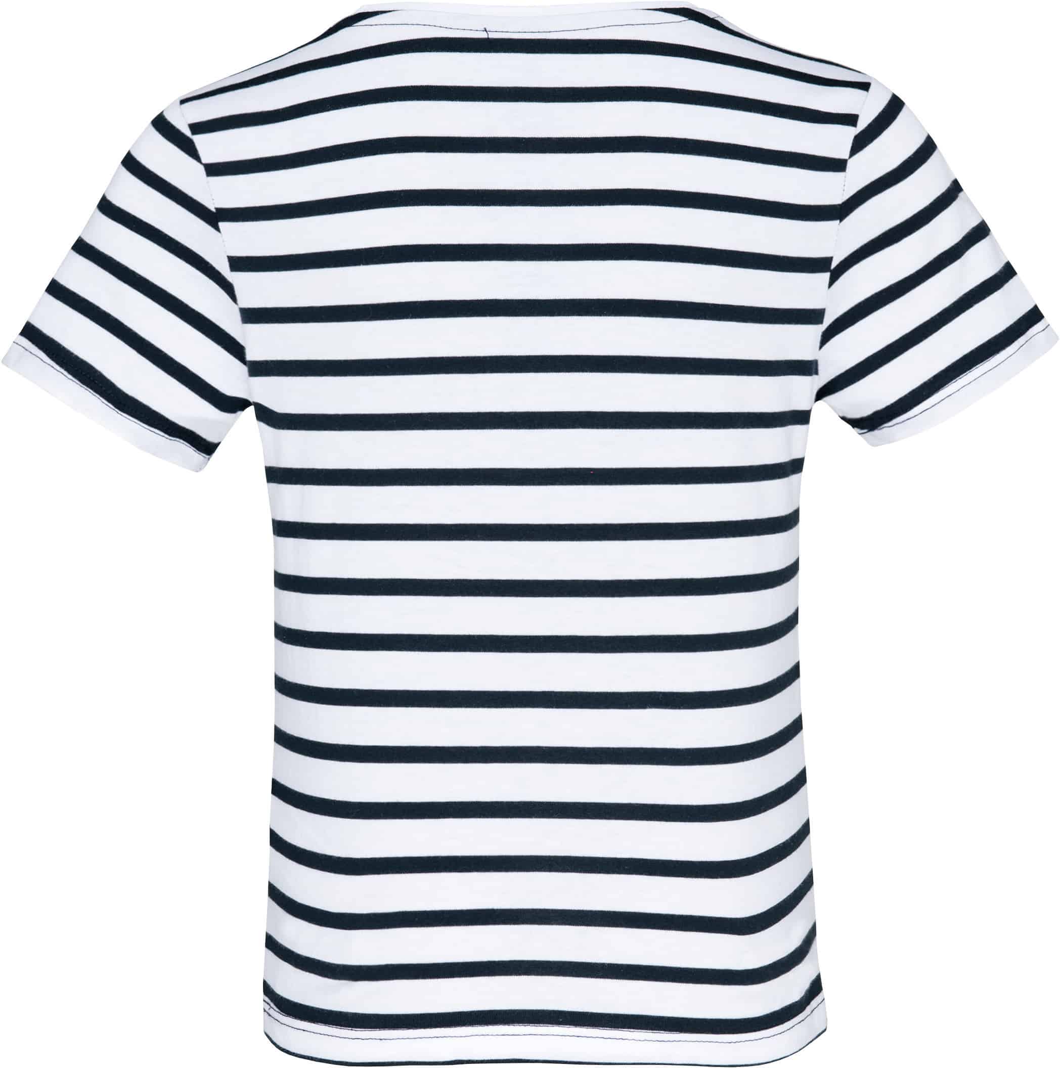 Gestreiftes Kurzarm-T-Shirt mit Tasche für Kinder im Marine-Stil