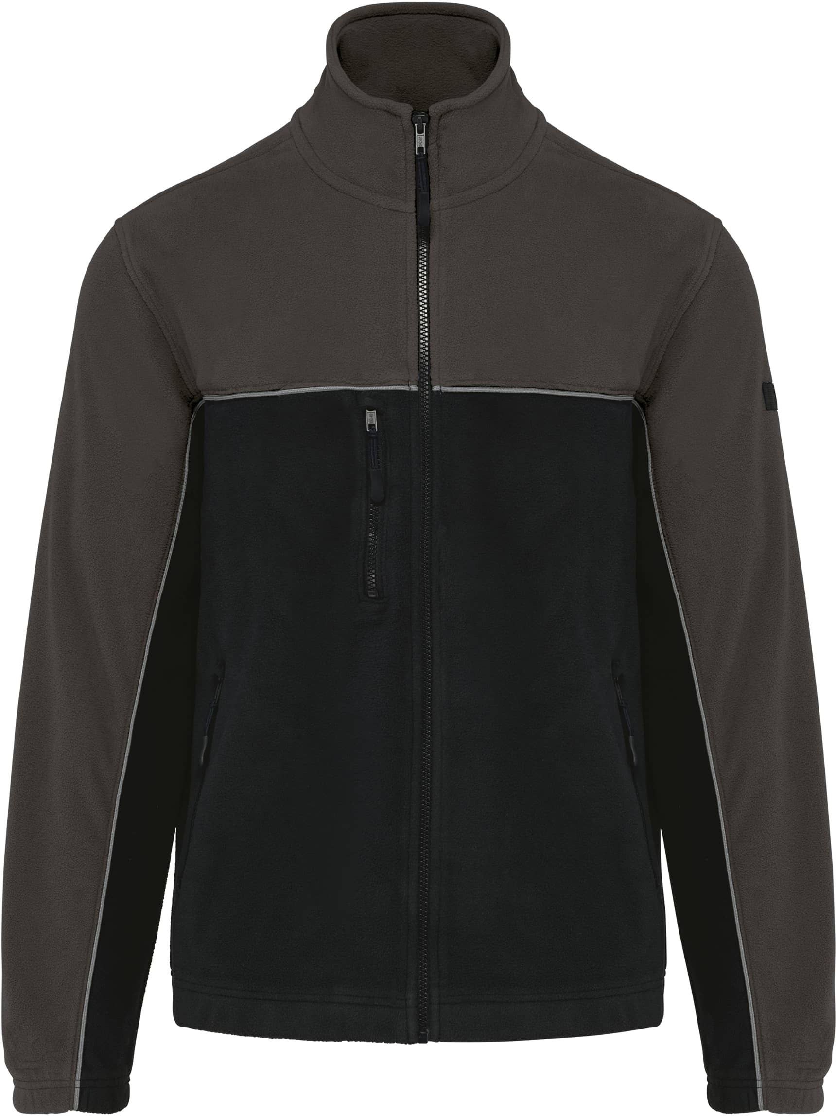 Zweifarbige, umweltfreundliche Unisex-Fleecejacke