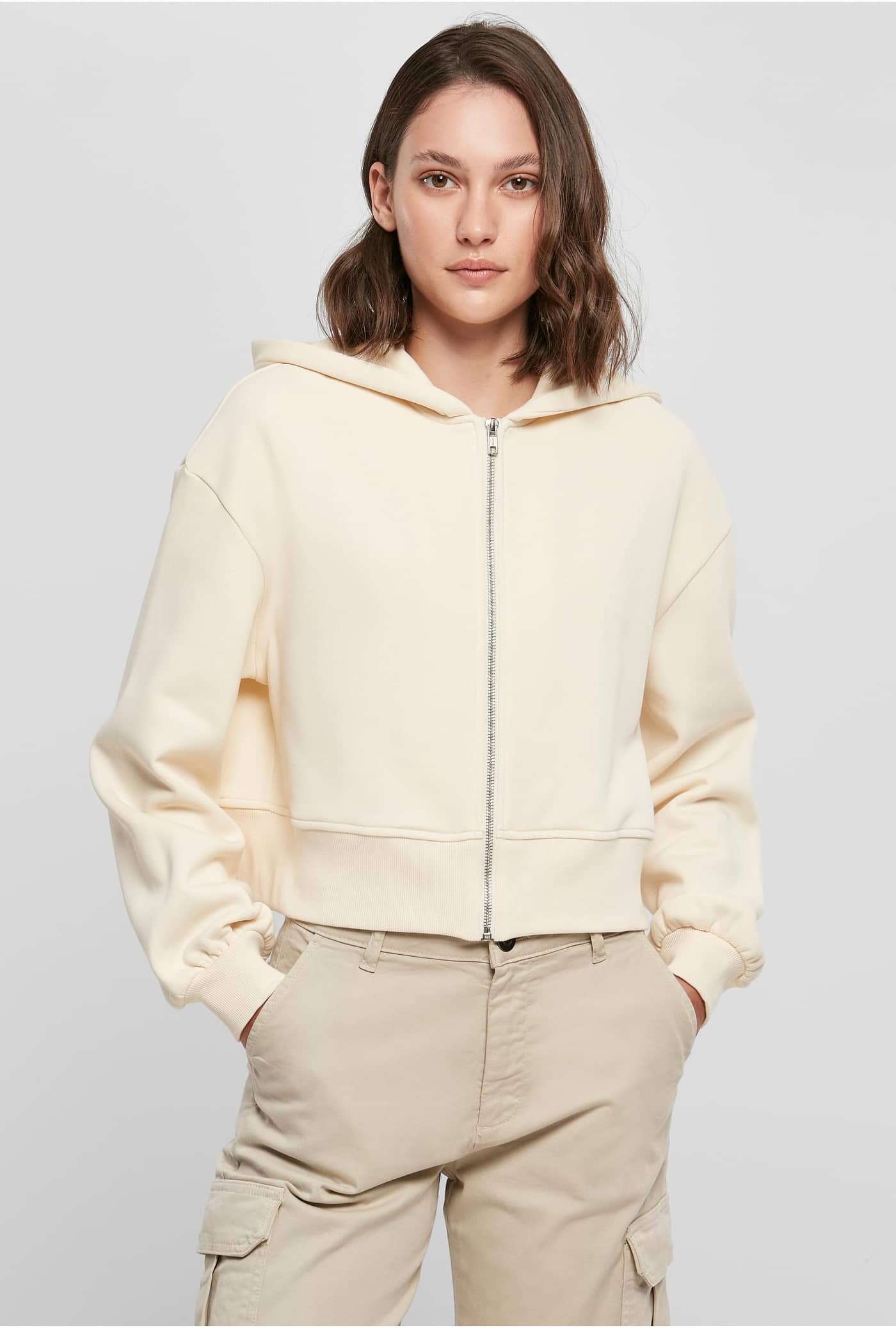 Ladies Short Oversized Zip Jacket