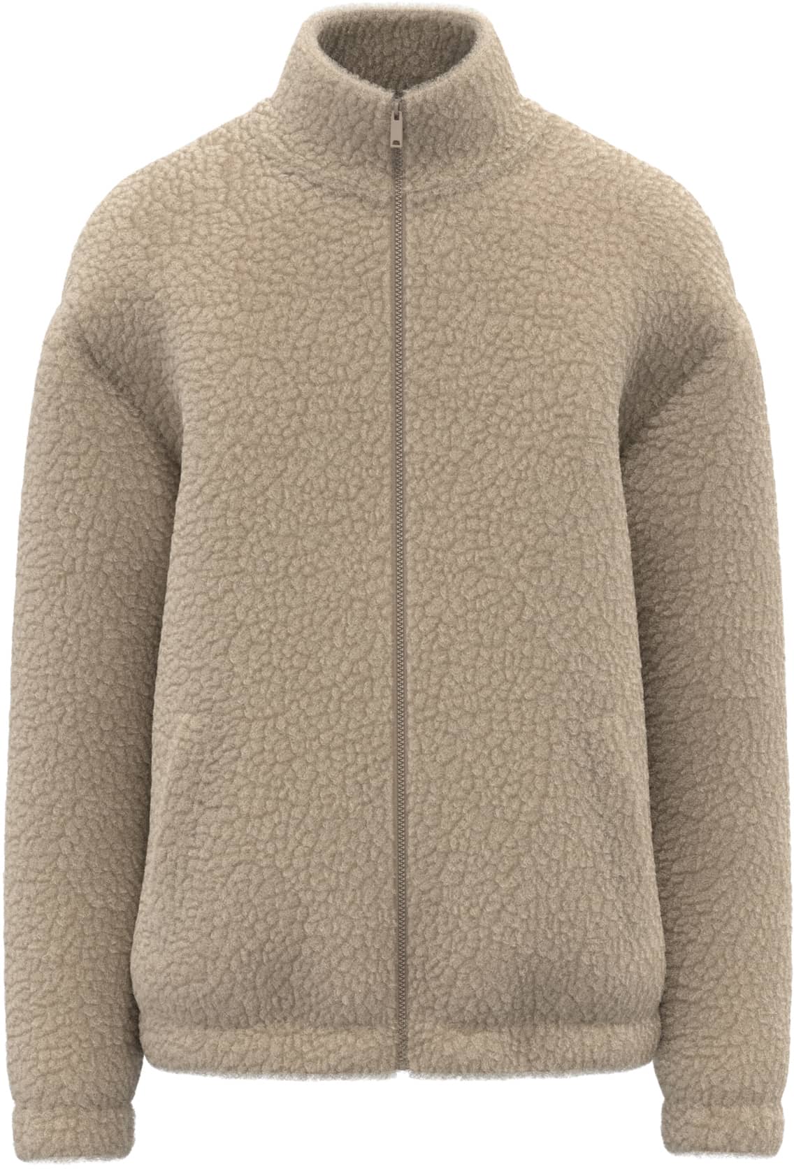Unisex-Sweatshirt aus Sherpa mit Reißverschluss und überschnittenen Schultern