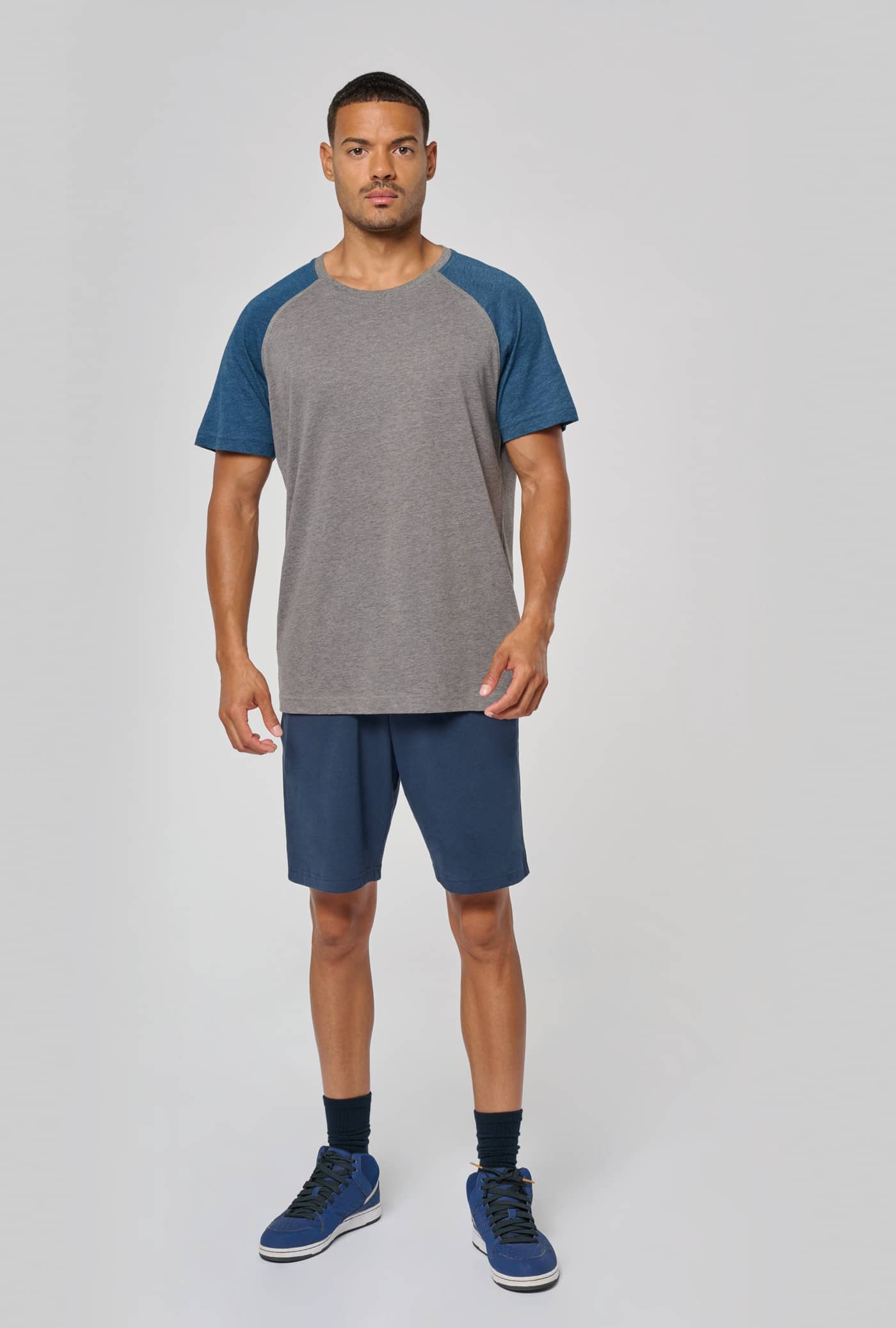 Zweifarbiges Triblend Sport-T-Shirt mit kurzen Ärmeln für Erwachsene