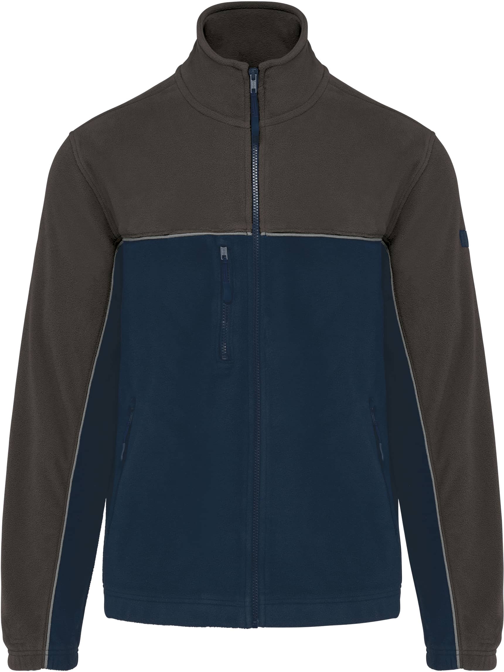 Zweifarbige, umweltfreundliche Unisex-Fleecejacke